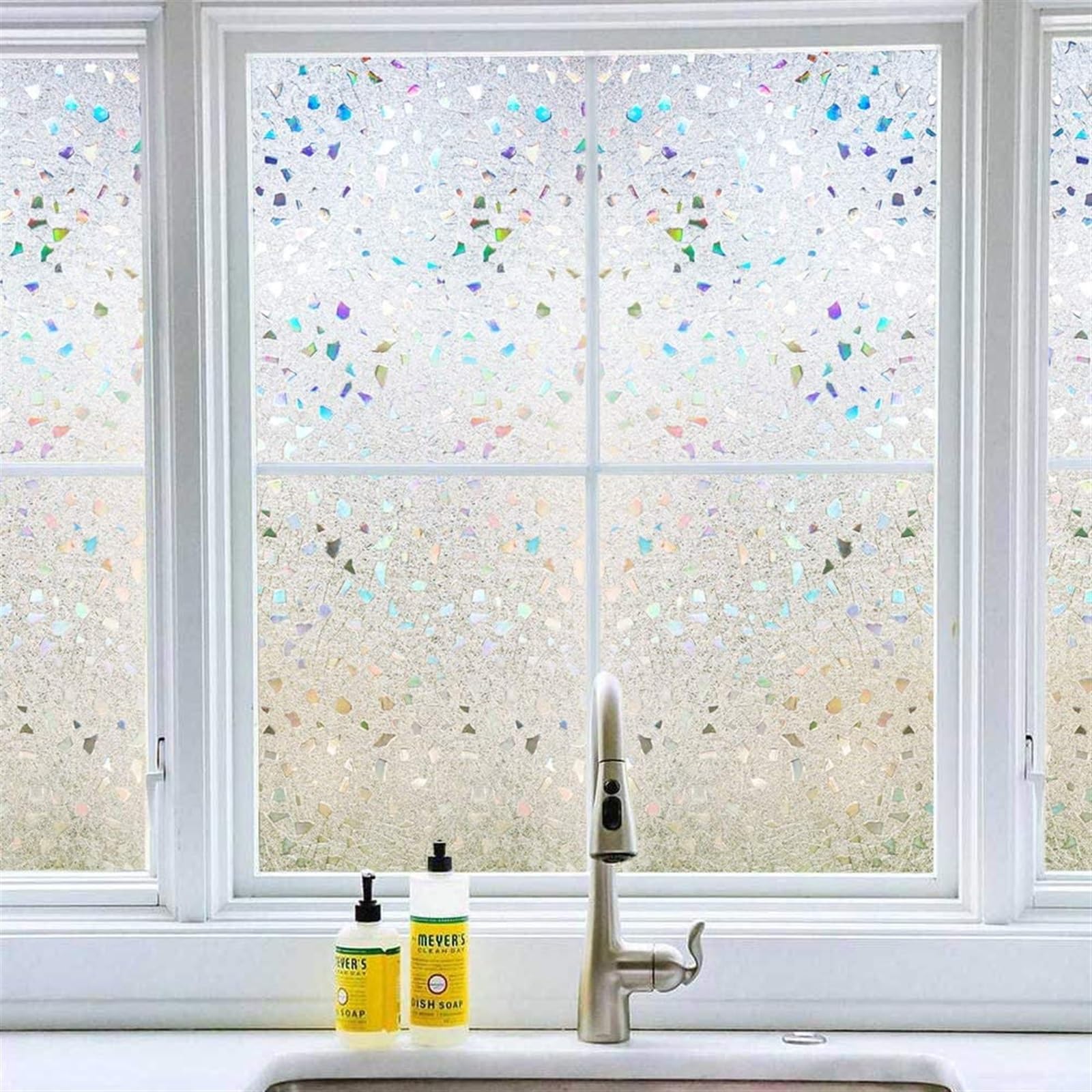 Película de privacidad para ventanas Película de ventana decorativa arcoíris, película de privacidad de ventana teñida, adhesivo estático de vidrio esmerilado for puerta de vidrio for el hogar, diseño