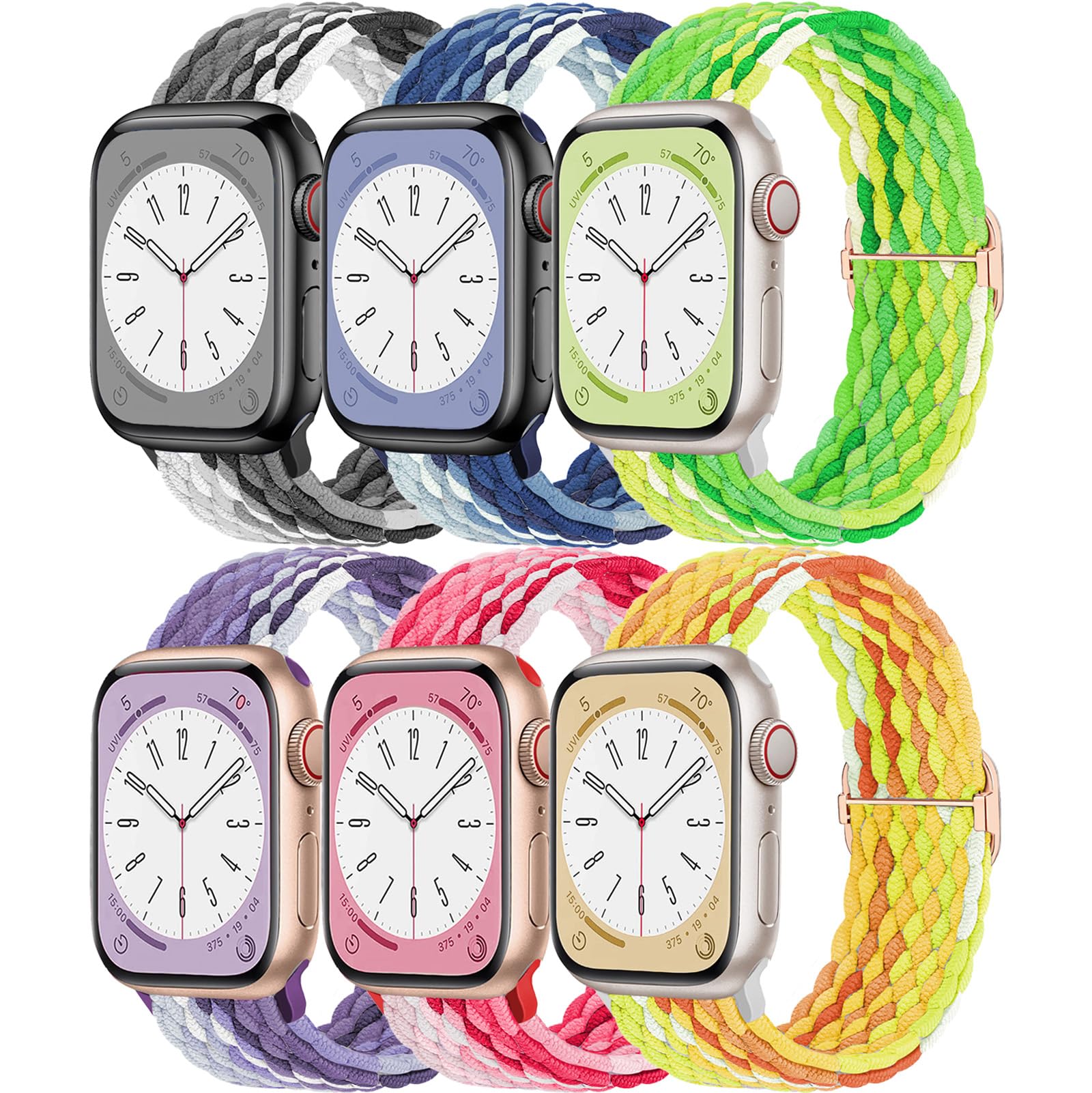Braided Solo Loop for Apple Watch Band 46mm 42mm 40mm 41mm 38mm 44mm 45mm 42mm Ultra/2 49mm Men/Women,Stretchy Nylon Sport Wristband Strap for iWatch Bands Series 10/9/8/7/6 5/4/3/SE 44 45 41 40 mm