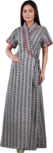 Being Beauty Women’s 100% Cotton Maternity &amp; Nursing Housecoat – Black Relaxed-Fit Feeding Nighty, Robe &amp; Gown for Pregnan...