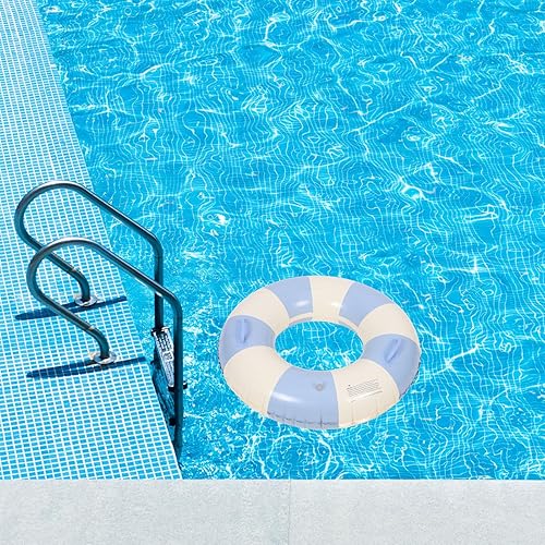 Miniatura 8 de Anillo de natación inflable a rayas con asas, anillo retro para piscina, fiesta, playa, despedida de soltera, boda, fiesta, decoración, 32 pulgadas