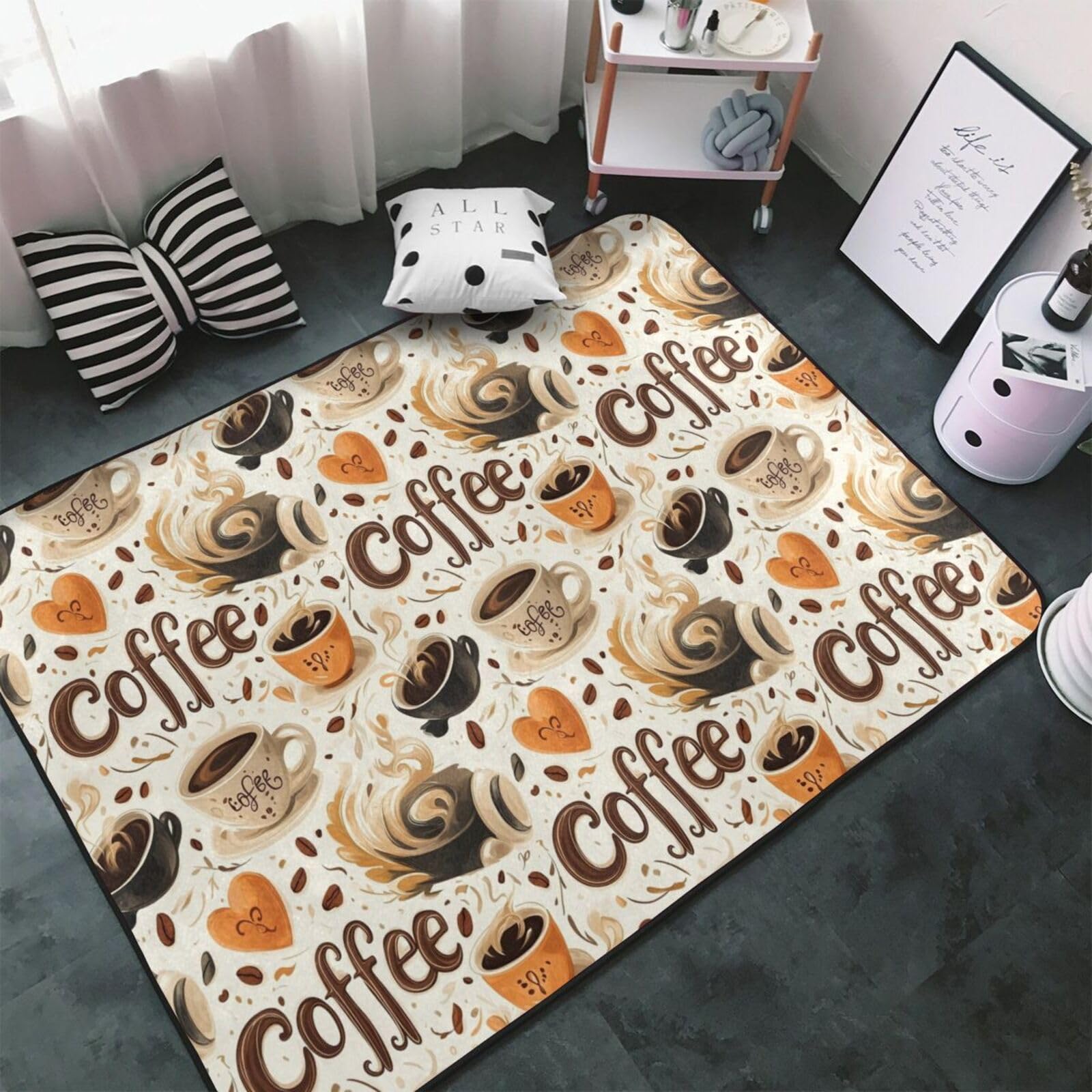 Tapis décoratif pour salon antidérapant et lavable