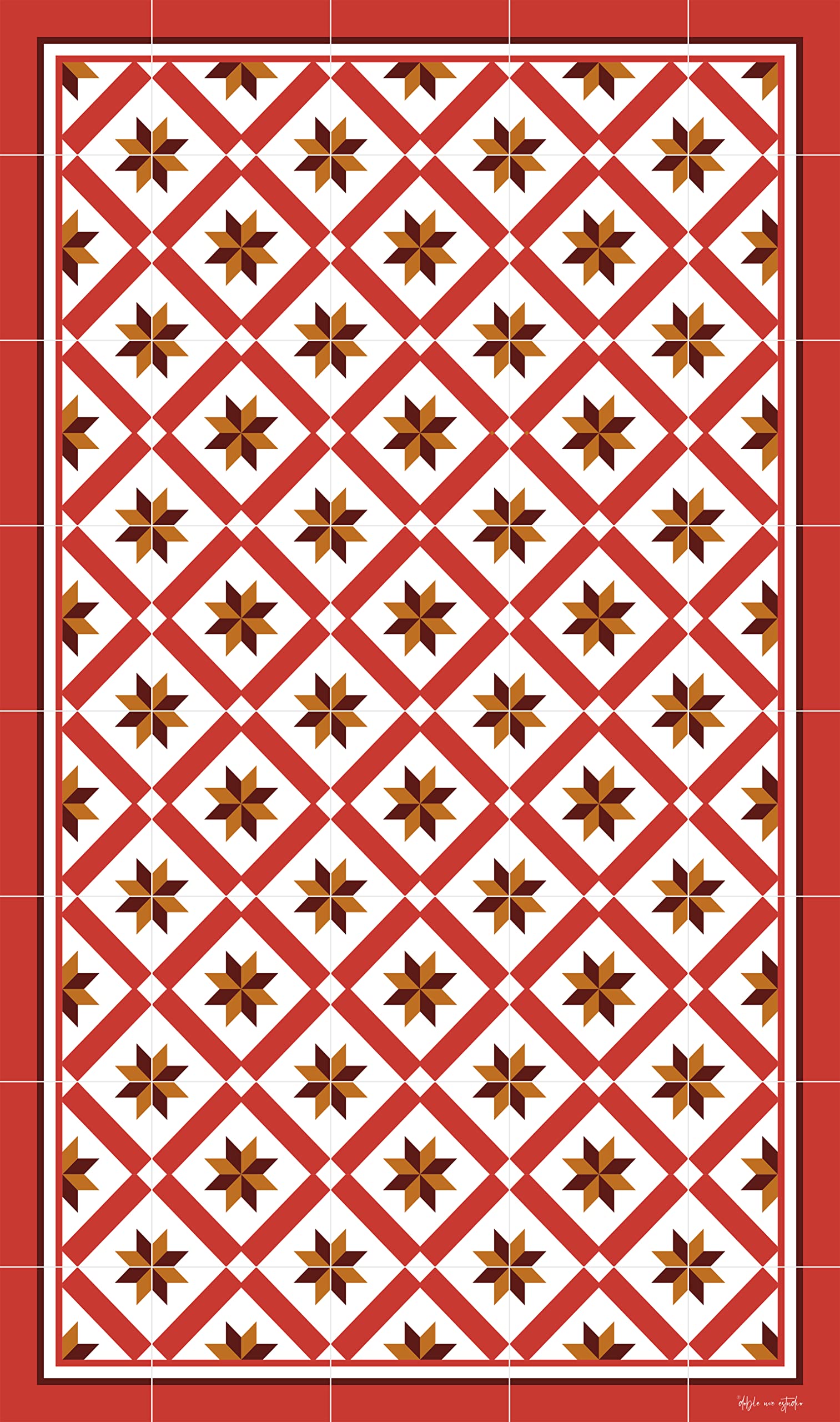 DobleUve Estudio Alfombra Vinílica Hidráulica 24 | Color Rojo | 65x300 cm | Alfombra Cocina Lavable Antideslizante | Alfombra Vinilica | Suelo Vinílico | Alfombra Vinilo Salón