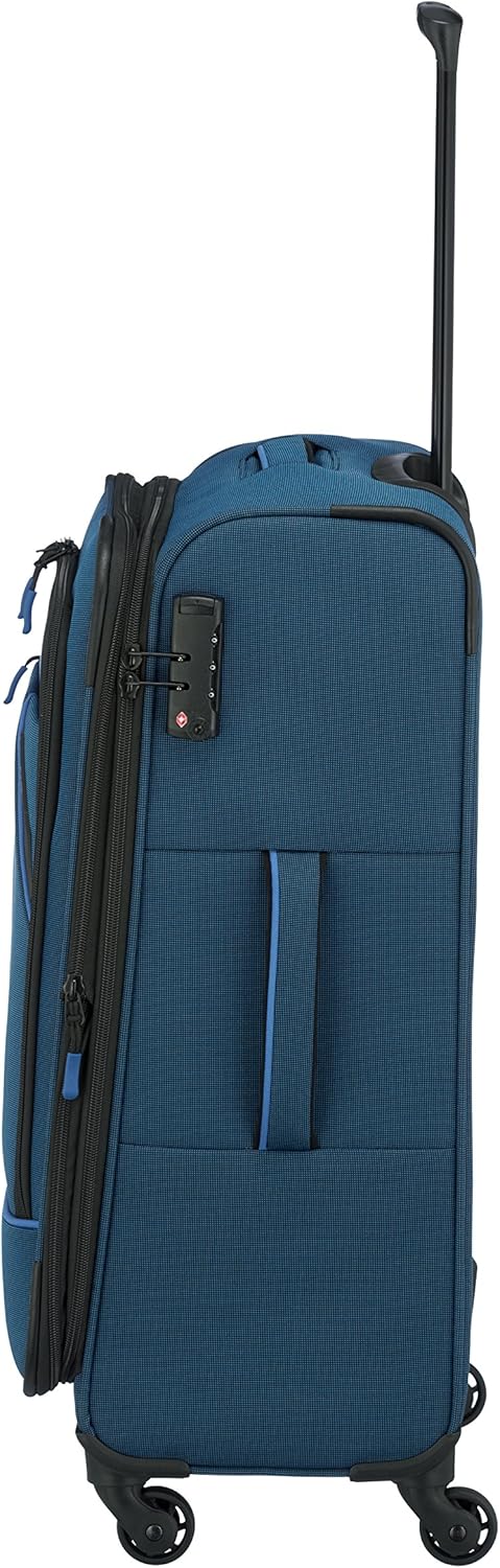 travel soft shell suitcase 4 wheels, suitcase medium, expandable, DERBY, stylish trolley with expansion fold, TSA lock, 66 cm, 69-79 liters