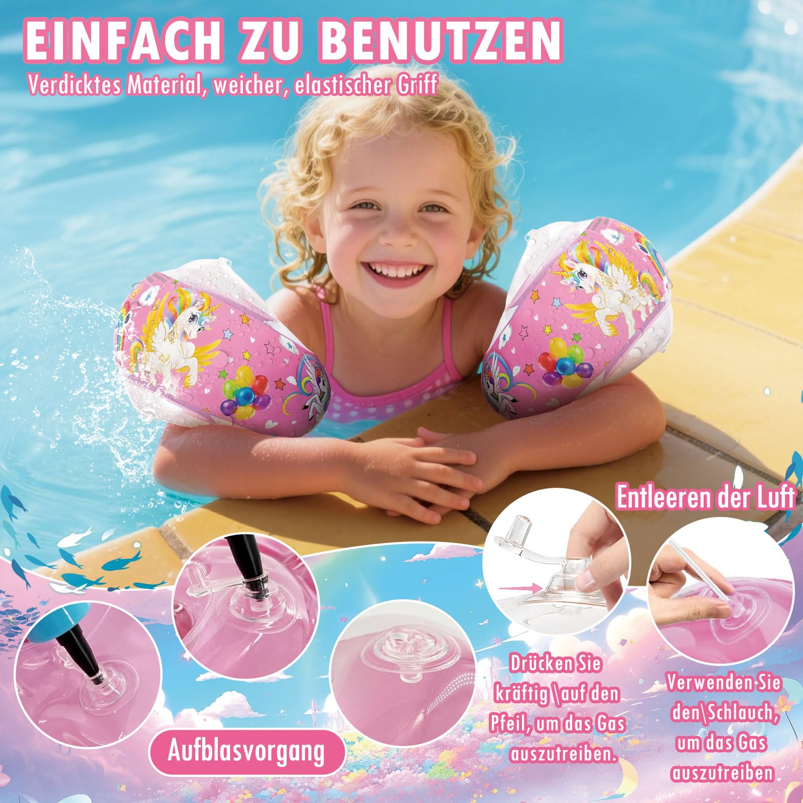 Funnity Braccioli Bambini 1-6 Anni, 3 Airbag Indipendenti, per Bambini 6-20 kg, Ausili per il nuoto per Bambini di età Superiore a 1 Anno