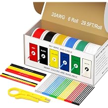 20 AWG Wire Stranded Solid Core Hook-Up Flexible Wires, 6 Colors Harnesses Each Roll 29.5ft/9M Soft Silicone Tinned Copper Core Automotive Electrical Cables, High Temp Resistant -60C to 200C