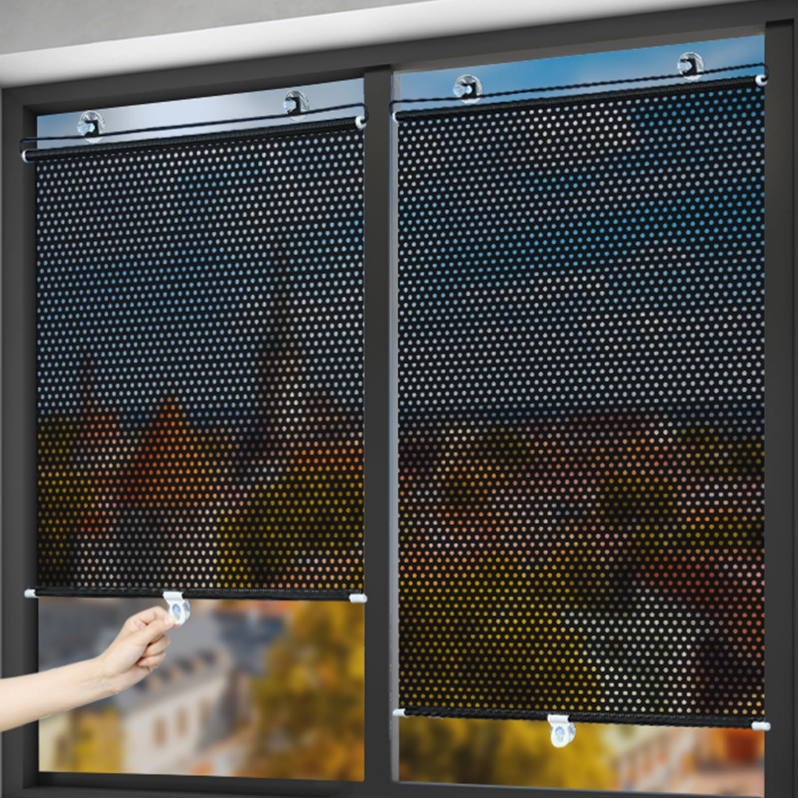 jiajulashou123 Window Roller Blind with Suction Cups Balcony Sunshade Blackout Curtain Blackout Suction Cup Blinds PVC Retractable Balcony Sun Shade Temporary Blinds for Car,No Drilling (40x60cm)