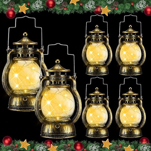 6 piezas de mini farol colgante de Navidad linternas pequeñas decoración de farol vintage faroles decorativos para Navidad Halloween boda fiesta de