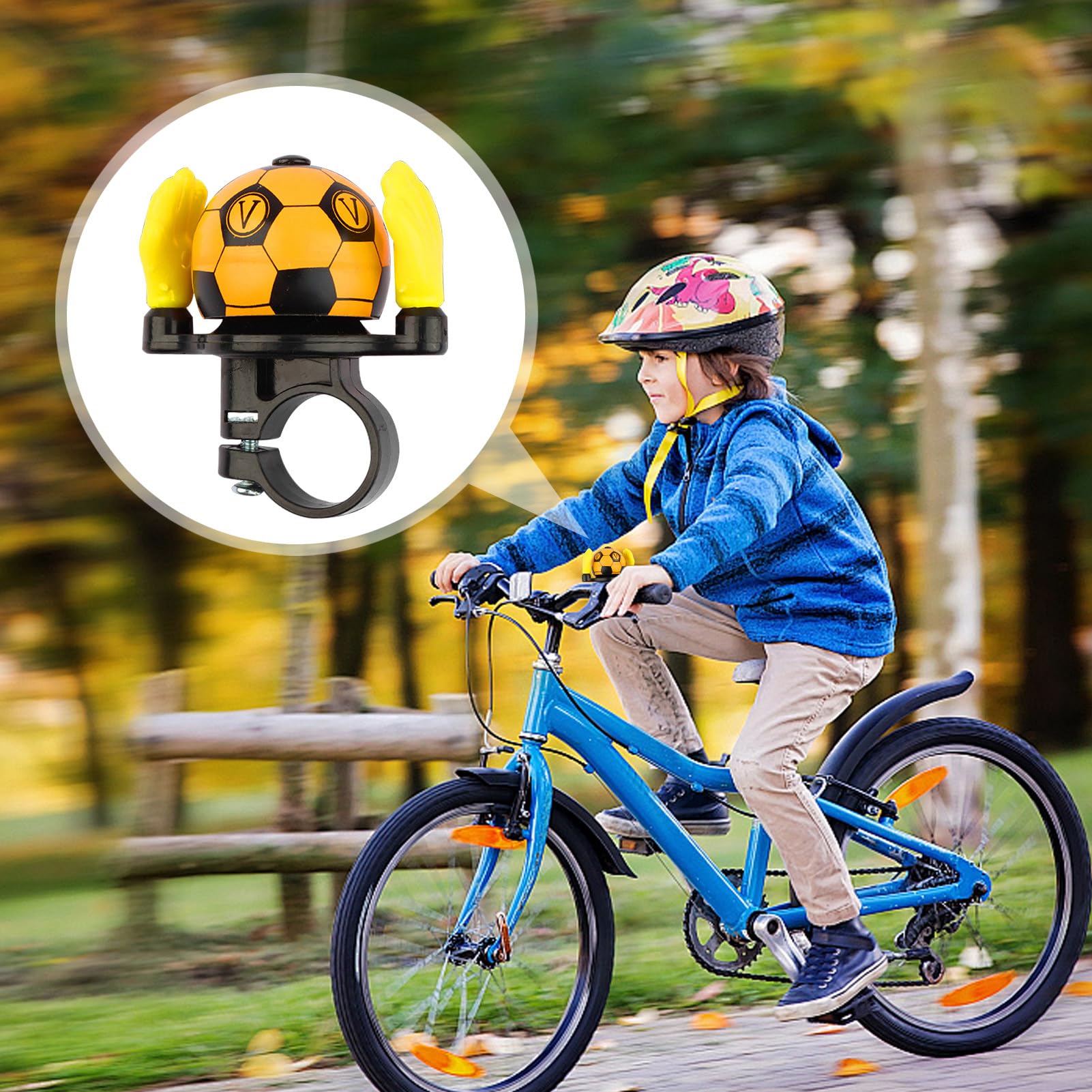 Bell for Bike Kids,Aluminum Cartoon Soccer Bike Horn - Bicycles Accessories for Youth Road Cycling Mountain Biking Commuting Beach Cruisers Boys Girls Teens Toddler
