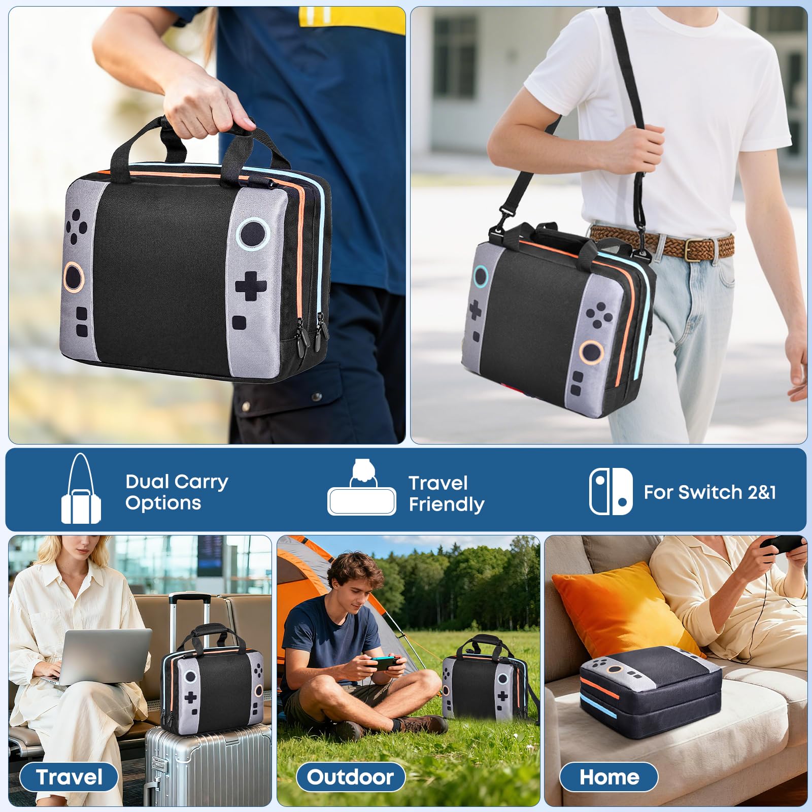 Funda Grande para Nintendo Switch 2/SW OLED, Maletín para Switch 2 Apto para Consola SW, Mandos Joy-Con, 14 Tarjetas de Juego, Funda Transporte para Switch Accesorios con Compartimentos Específicos