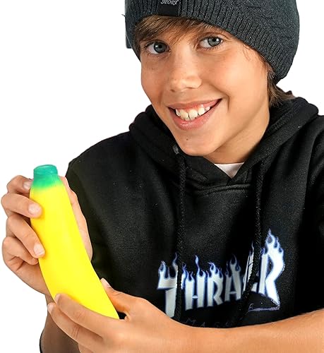 Miniatura 10 de JA-RU Juguetes elásticos de plátano y perros calientes blandos (2 unidades) para aliviar el estrés  Juguete para ansiedad de alimentos y frutas para