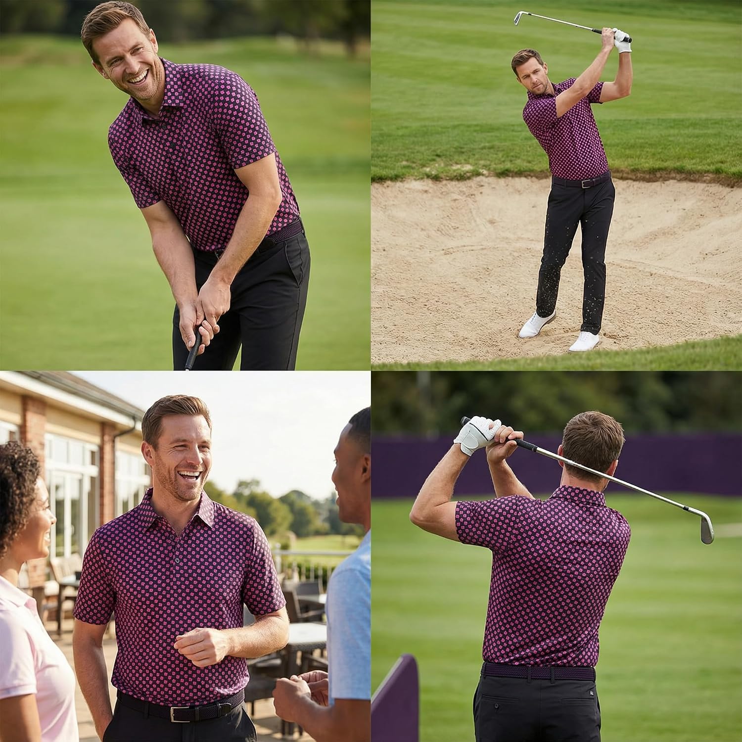 Golf Shirts for Men Dry Fit Short Sleeve Moisture Wicking Quick Dry Performance Polo Shirt with 4-Way Stretch