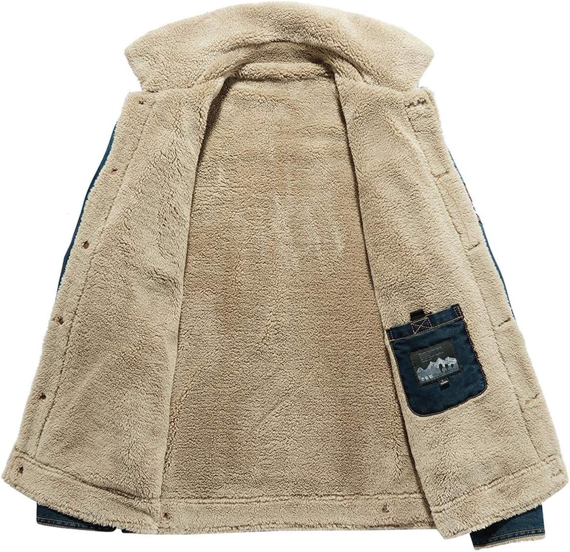 Chaqueta Vaquera con Forro Polar para Hombre Chaqueta camionera Chaqueta Vaquera de Invierno Abrigo Vaquero