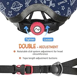 Kids Bike Helmet with Light, Adjustable Helmets from Infant/Toddler/Baby to Children Girls and Boys, Age 2-4/3-6 Years Old,Galaxy S