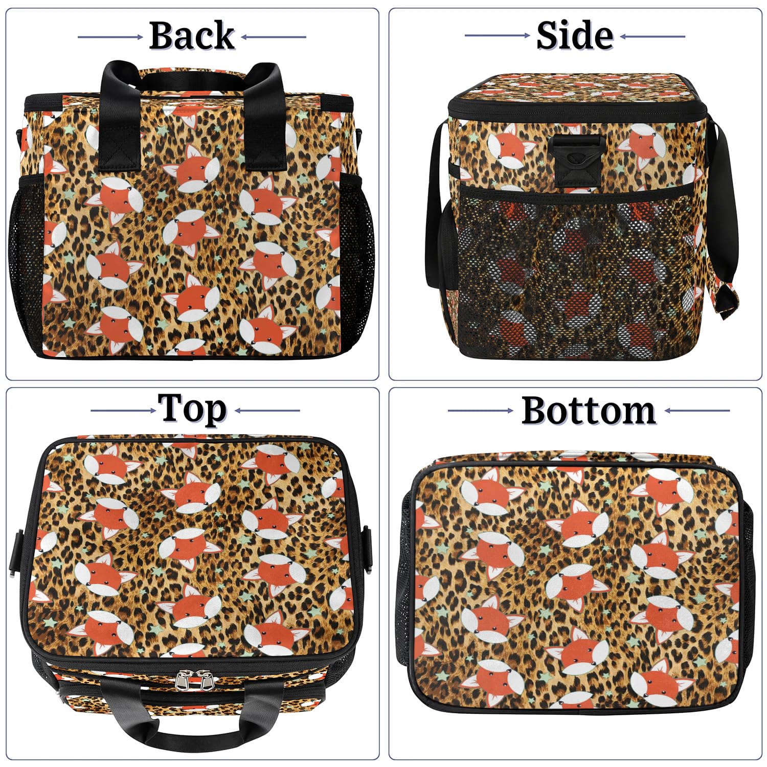 Große Lunchtasche mit Tiermotiven und Fuchs, für Erwachsene, Herren, Damen, Kinder, Mädchen, Jungen, lustiger Fuchs, isolierte Lunchbox, Kühltasche, Kühltasche, Kühltasche, Kühltasche, für Arbeit,