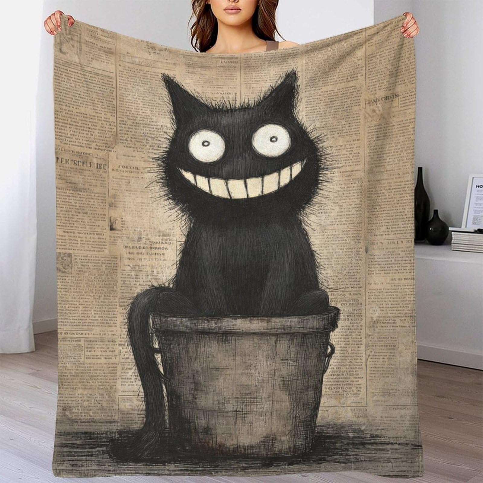 Couverture microfibre et flanelle chat 180x200 cm plaid lit chaud