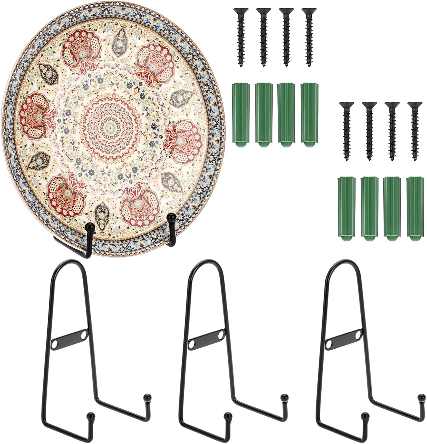 Sumnacon 4Pcs Plate Stands for Display, Metal Wall Mounted