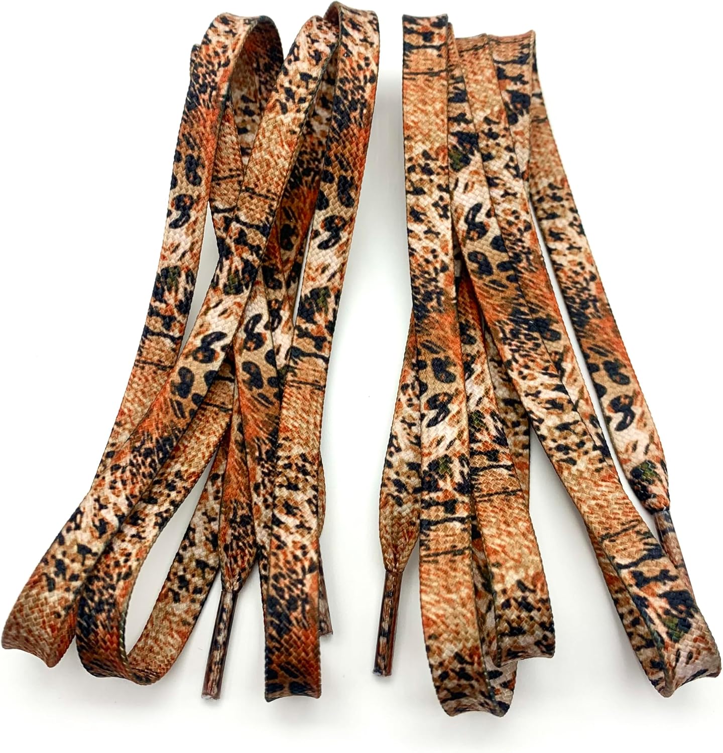 Fashion Leopard Shoe Laces, Soft Satin Ribbon Shoelaces for Casual Shoes Shoestring for Women Girls 2CM Wide 1 Pair