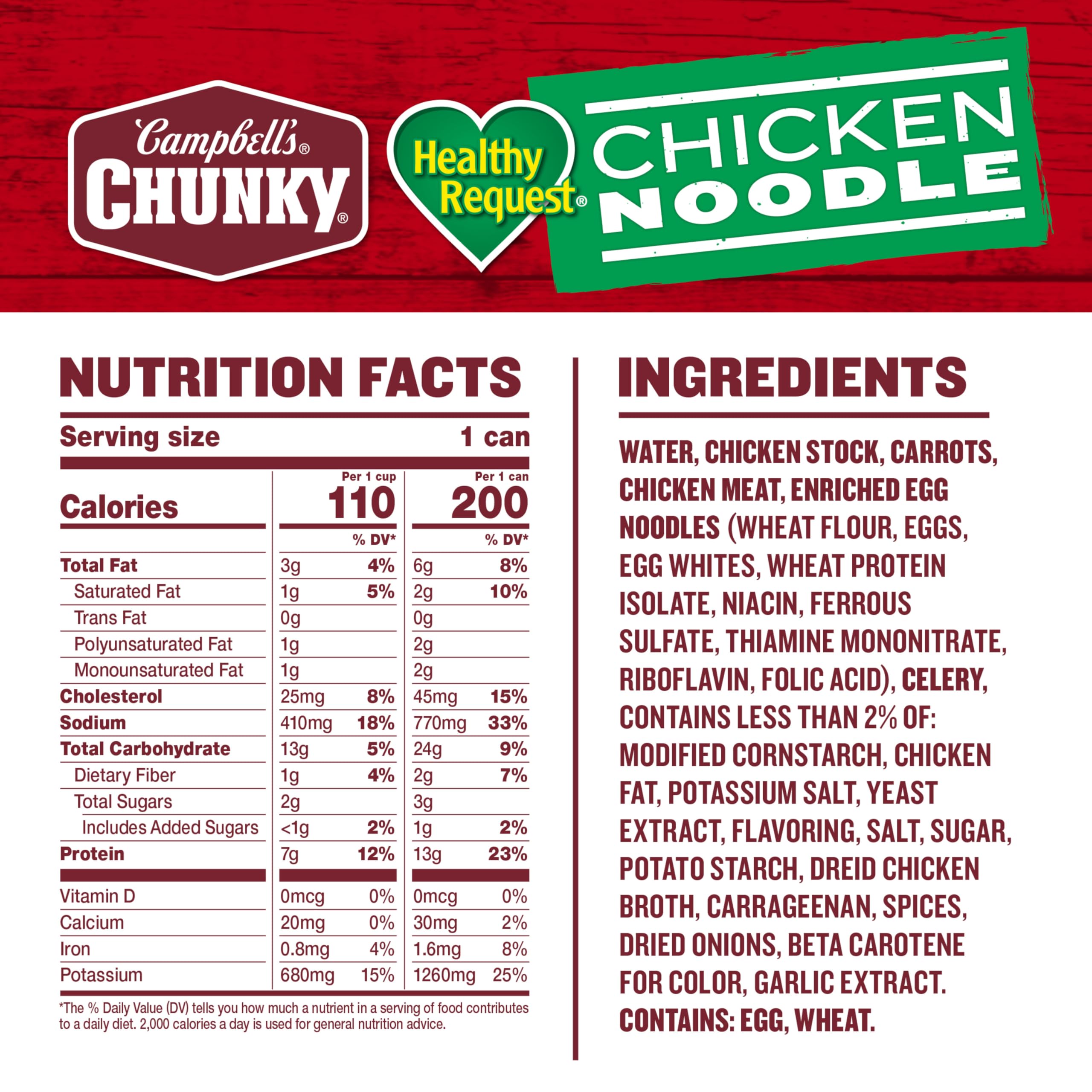 Campbell’s Chunky Soup, Healthy Request Chicken Noodle Soup,16.1 Oz Can