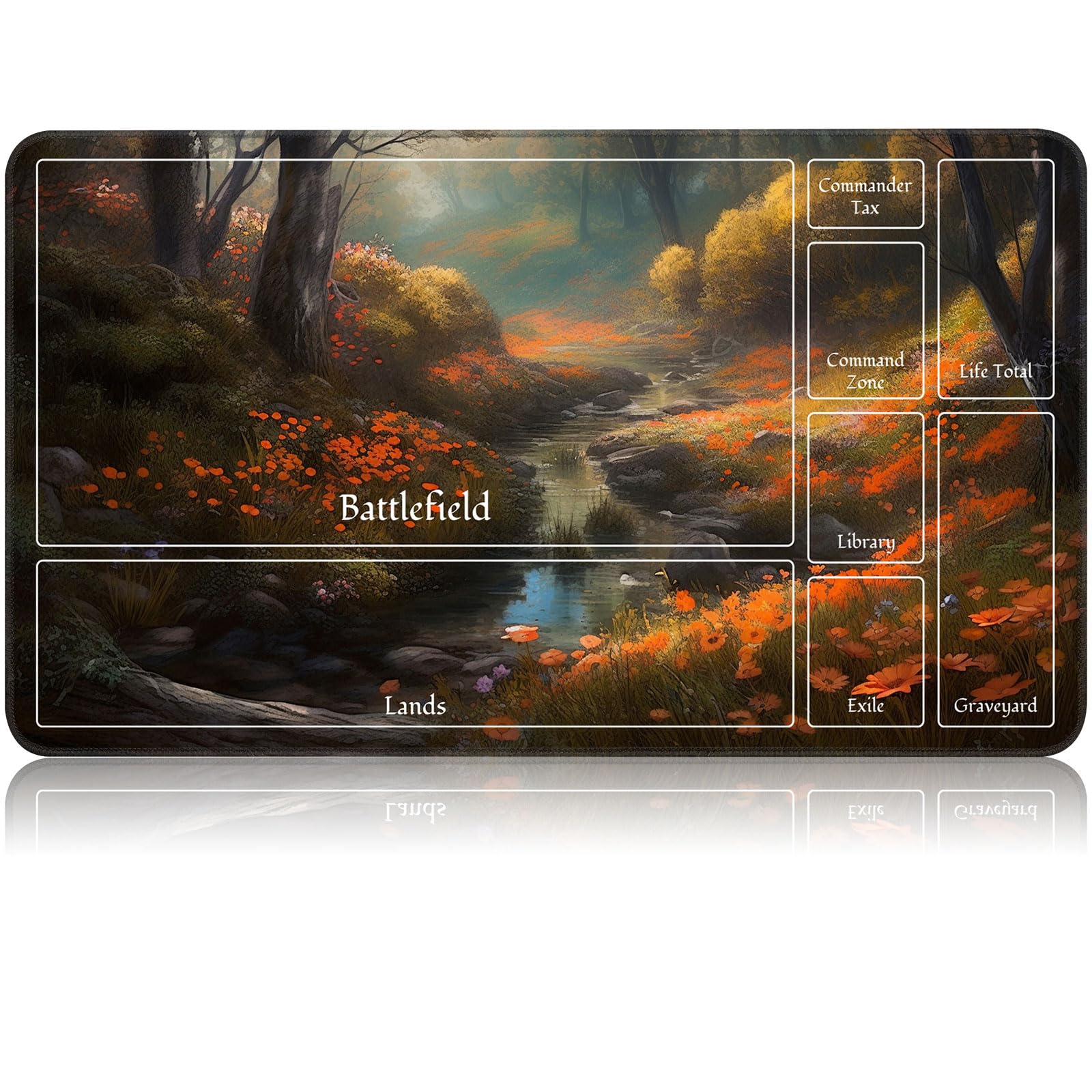 for MTG Game Playmat, for Magic TCG Rubber Play mat,Tabletop Card Playmats with Smooth Surface,Trading Card Inked Game Mat with New Zones,Battle Game,Unmanned Forest — image 1