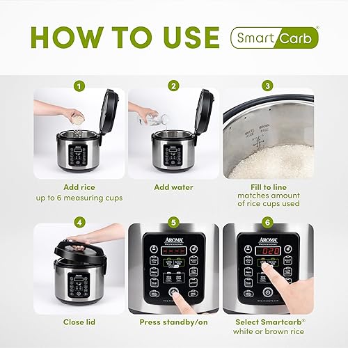 Miniatura 17 de Aroma Housewares - Arrocera digital para 20 tazas cocidas (10 tazas sin cocinar), olla de cocción lenta, vaporizador de alimentos, exterior SS