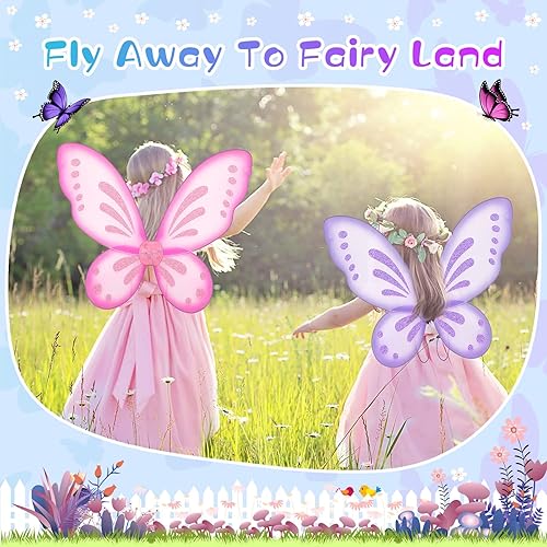 Vista 17 de Sumind 2 piezas de alas de hada de mariposa, alas de mariposa, disfraz de fiesta de cumpleaños, accesorio de disfraz de ángel de Halloween