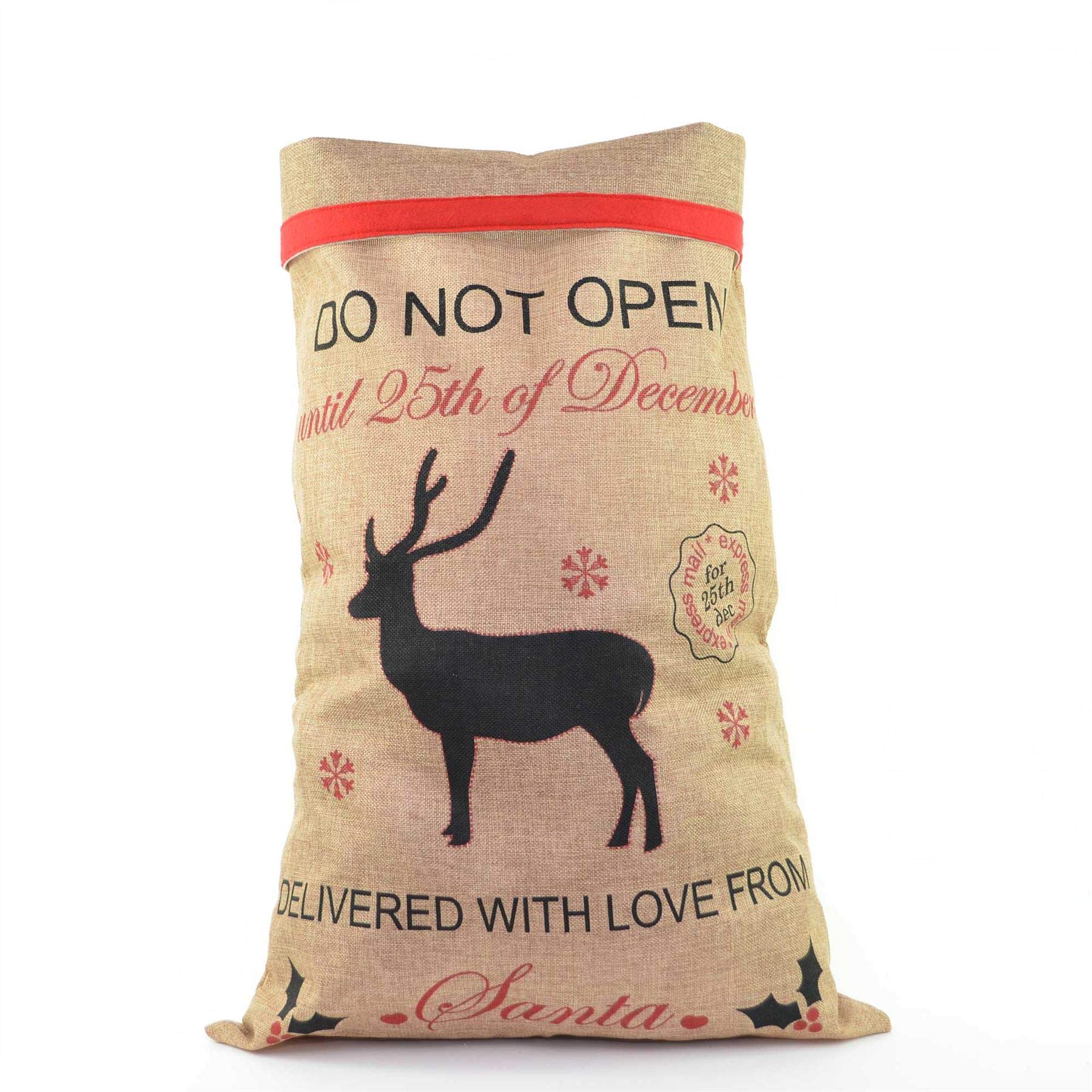 Shatchi Do Not Open Until 25Th December Large Traditional Vintage Hessian Santa Sack Stocking Airmail Christmas Accessories Brown Xmas Gifts Bag 70 X 50Cm,