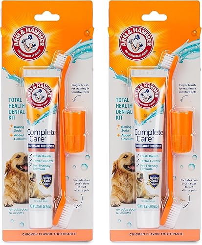 Vista 9 de Arm & Hammer Complete Care - Kit dental para perros, pasta de dientes enzimática para perros con sabor a pollo, cepillo de dientes y cepillo