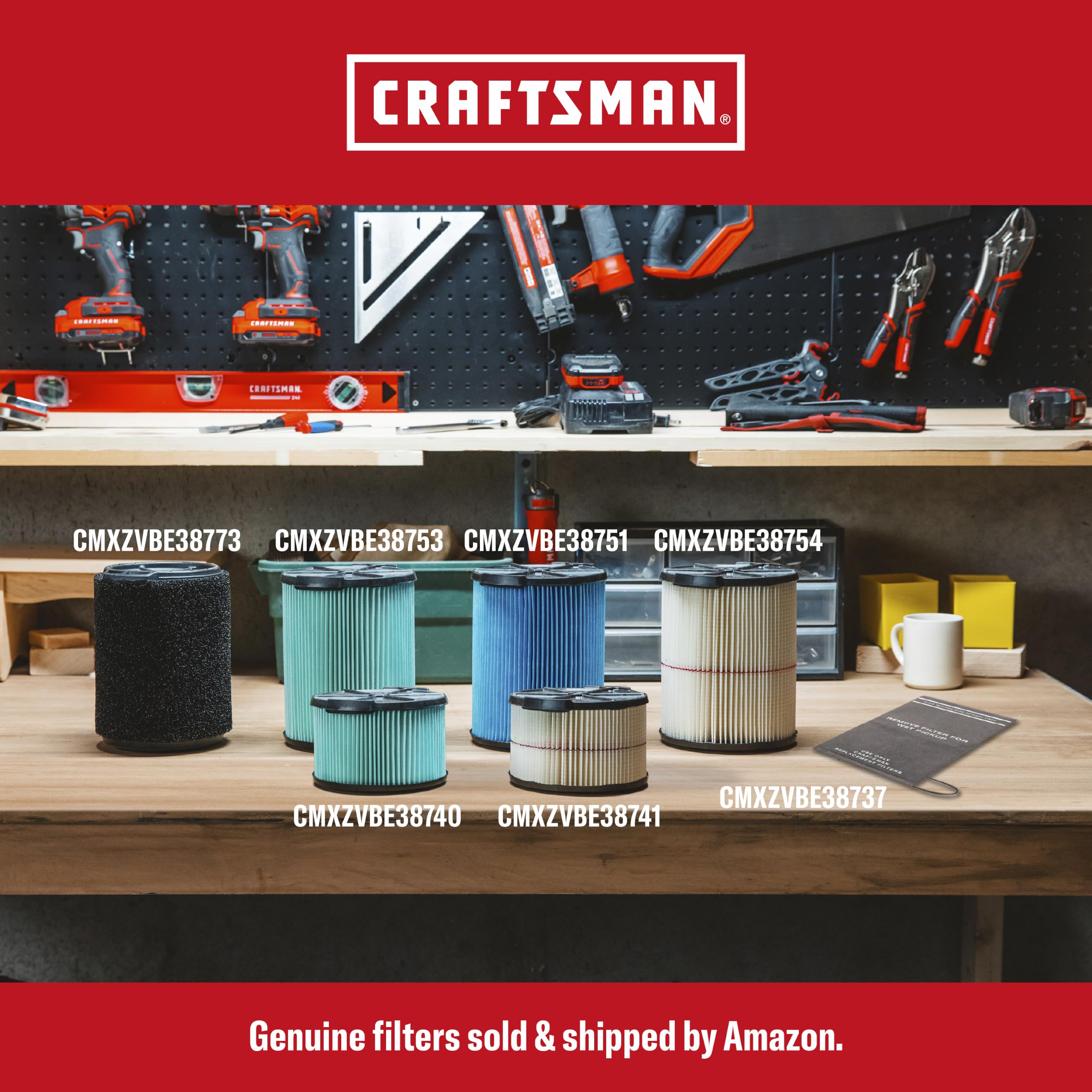 CRAFTSMAN CMXEVBE17590 Przenośny odkurzacz warsztatowy do pracy na mokro i sucho, pojemność 34 l, moc szczytowa 4,25 KM, z filtrem, workiem na kurz, wężem i akcesoriami, do domu, garażu i samochodu