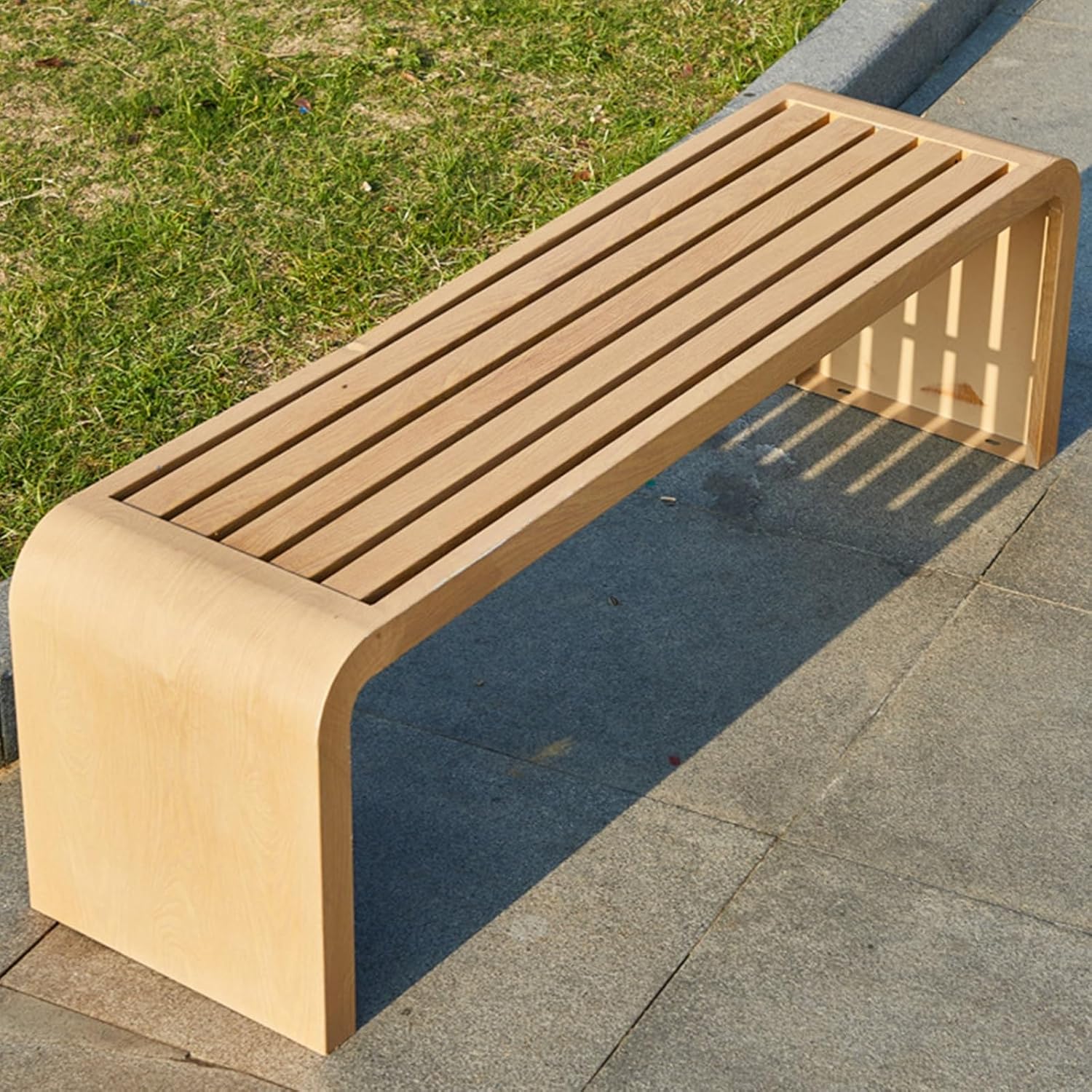 Metal Outdoor Garden Bench, Lawn Bench Park, Backless Patio Park Bench, Patio Bench Chair for 2-3 People, Ideal for Lawn & Indoors(Brown,100cm)