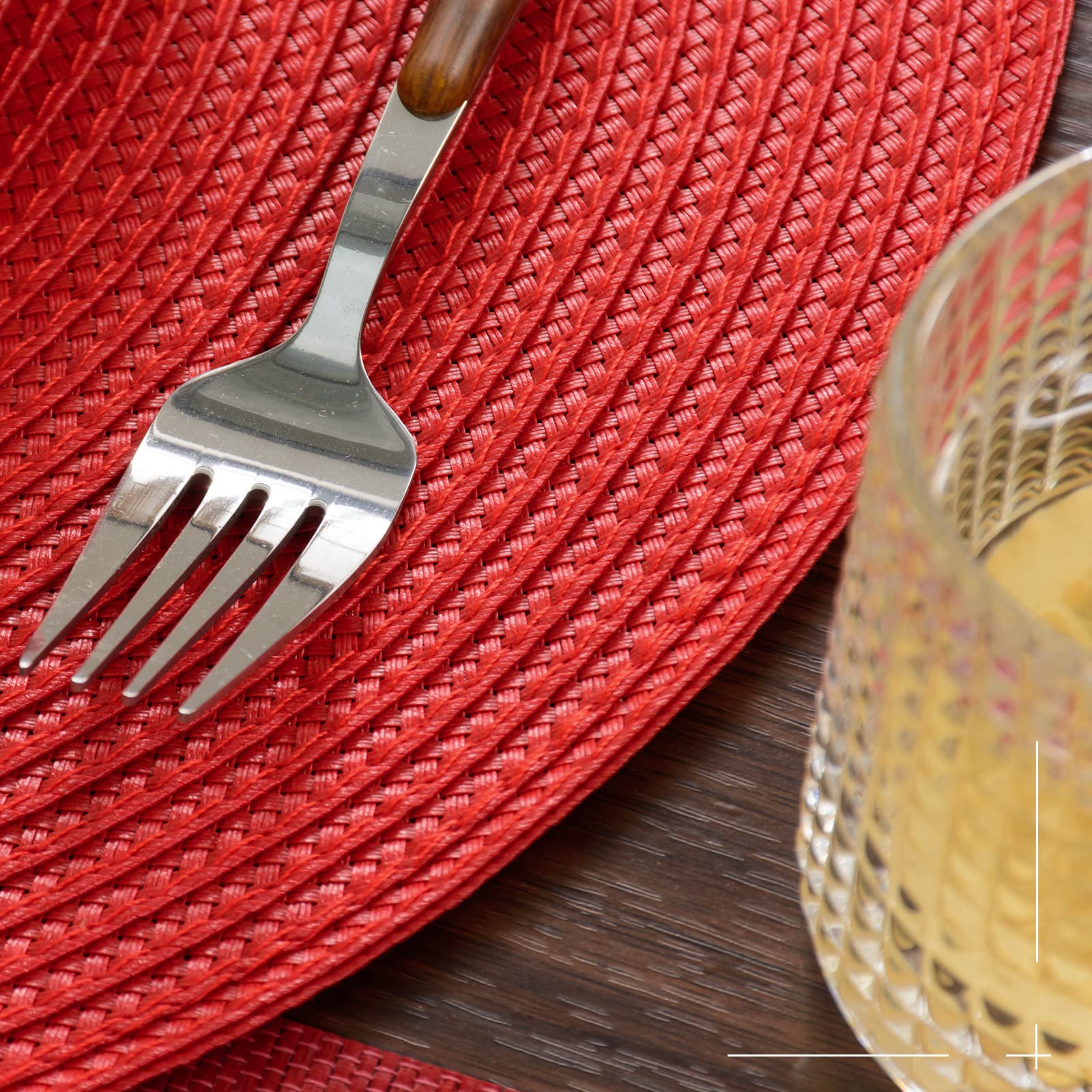 Lot De 6 Sets De Table Ronds Tressés Bordeaux 38,1 Cm - Lavables Antidérapants FunWheat