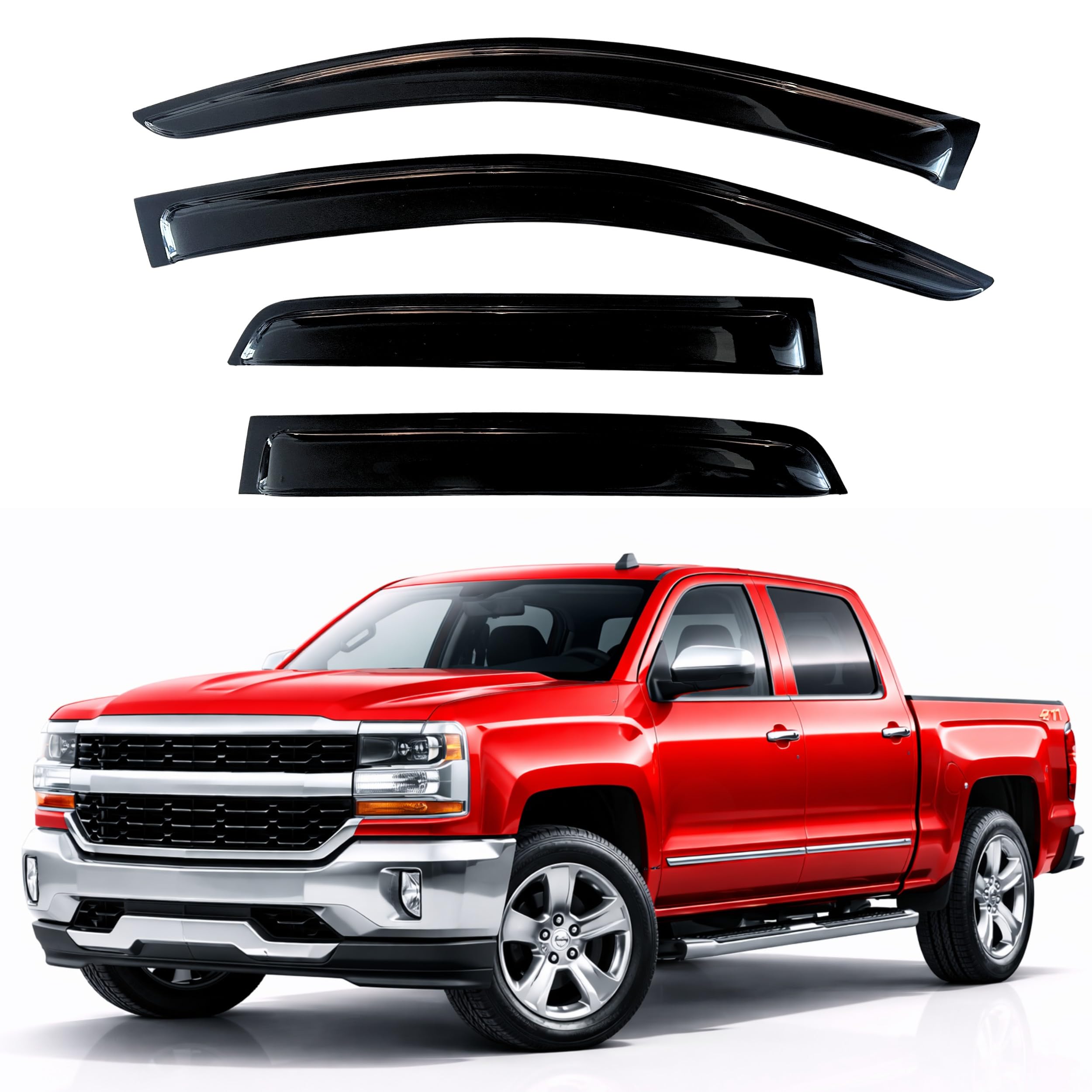 KPY Rain Guards for 2014-2018 Chevrolet Silverado/GMC Sierra 1500 Crew Cab