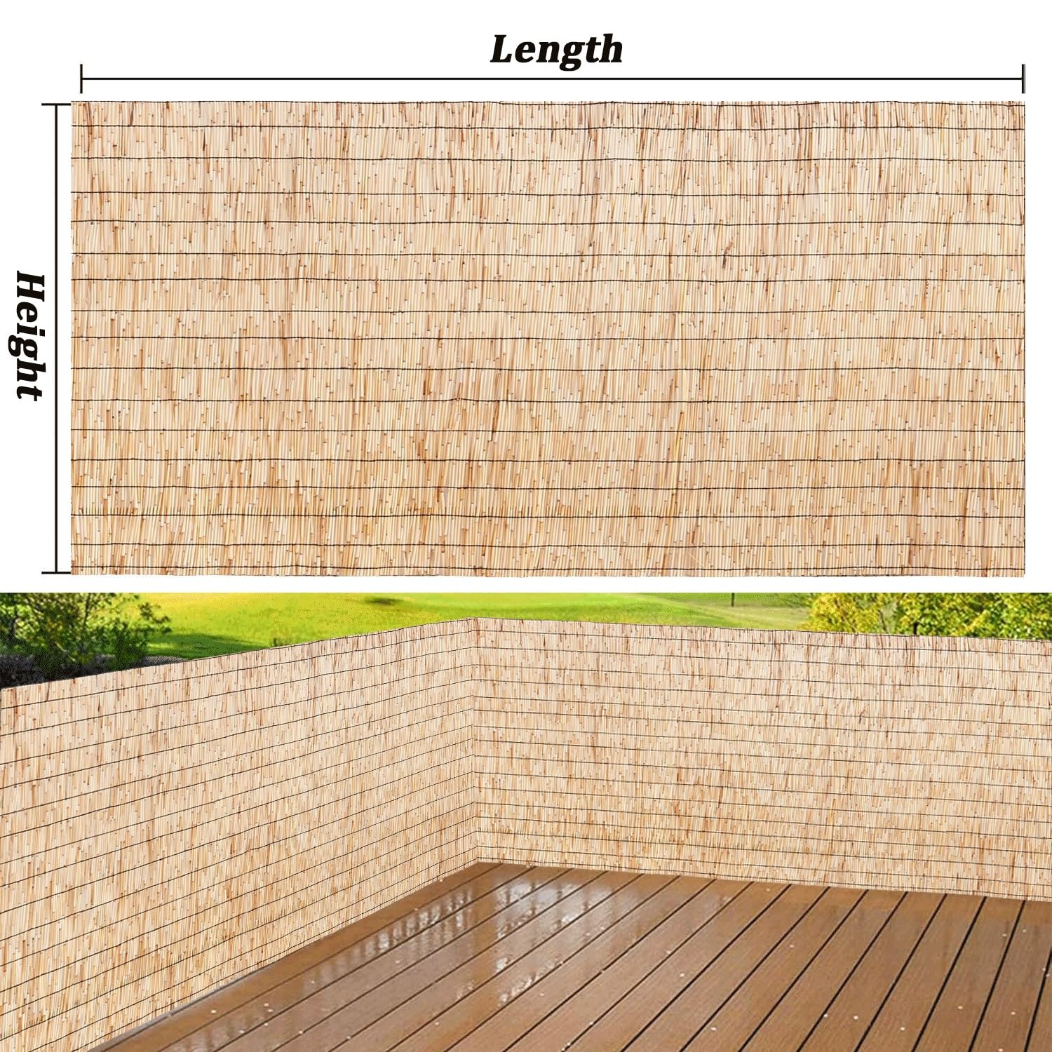 Bambusowe ogrodzenie chroniące prywatność, bambusowa dekoracja ogrodowa, panele ogrodzeniowe, 80 x 400 cm, ochrona balkonu i patio, dekoracyjna osłona ścienna