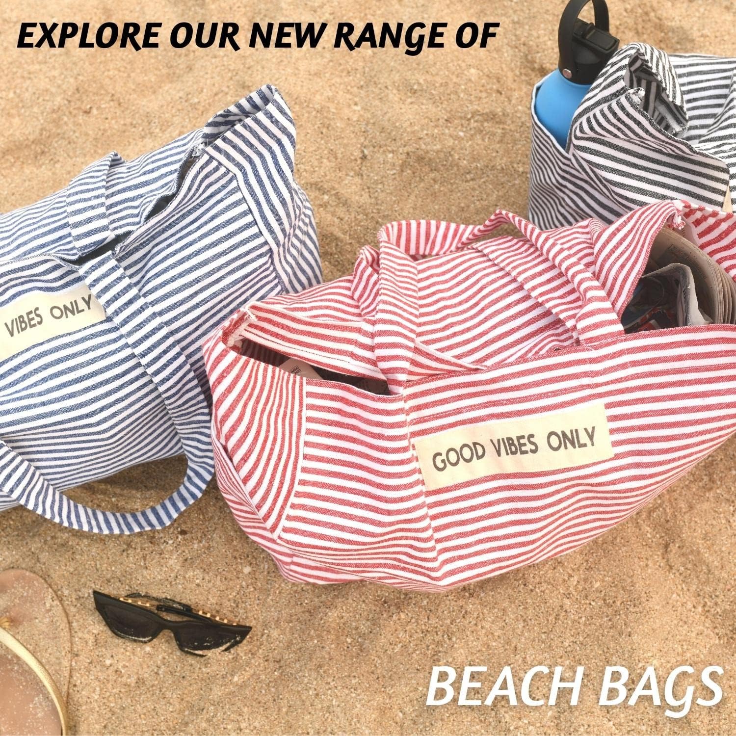 Folkulture Beach Bag For Women | 17 x 14 Inch - 100% Cotton Beach Tote Bag With Zipper Pocket Inside, Large Woven Pool Bag - Image 8