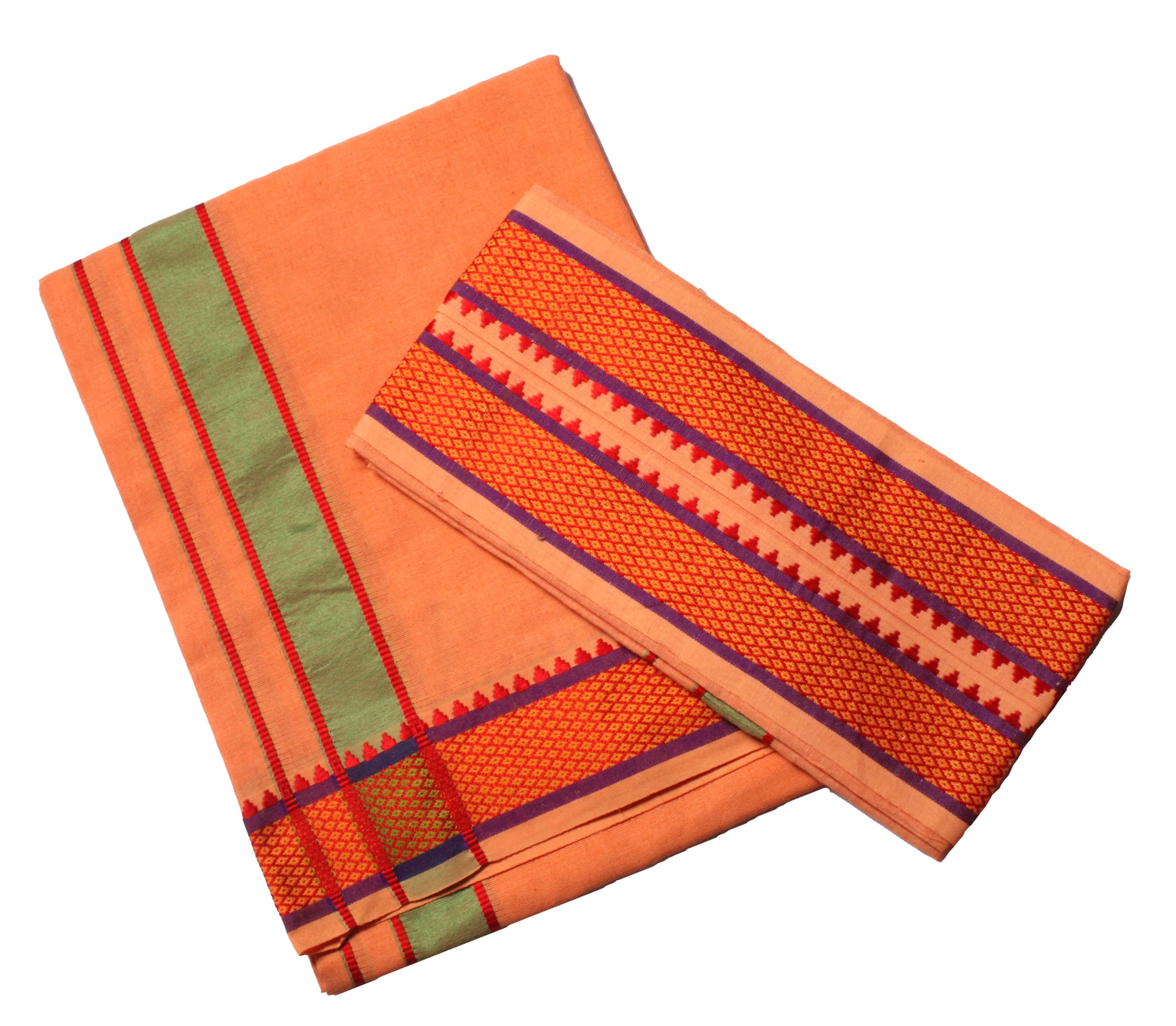 Sharan Elegance 100% Cotton Men's Single Dhoti -2 Mtrs/Mundus/Lungi with Gamcha 2 Mtr Set of 1 (1 dhoti & 1 Towel Set)-picture-53