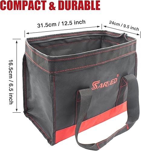 Miniatura 6 de SARRED Bolsa de herramientas con parte inferior impermeable bolsa de herramientas de boca ancha con múltiples bolsillos organizador para el hogar