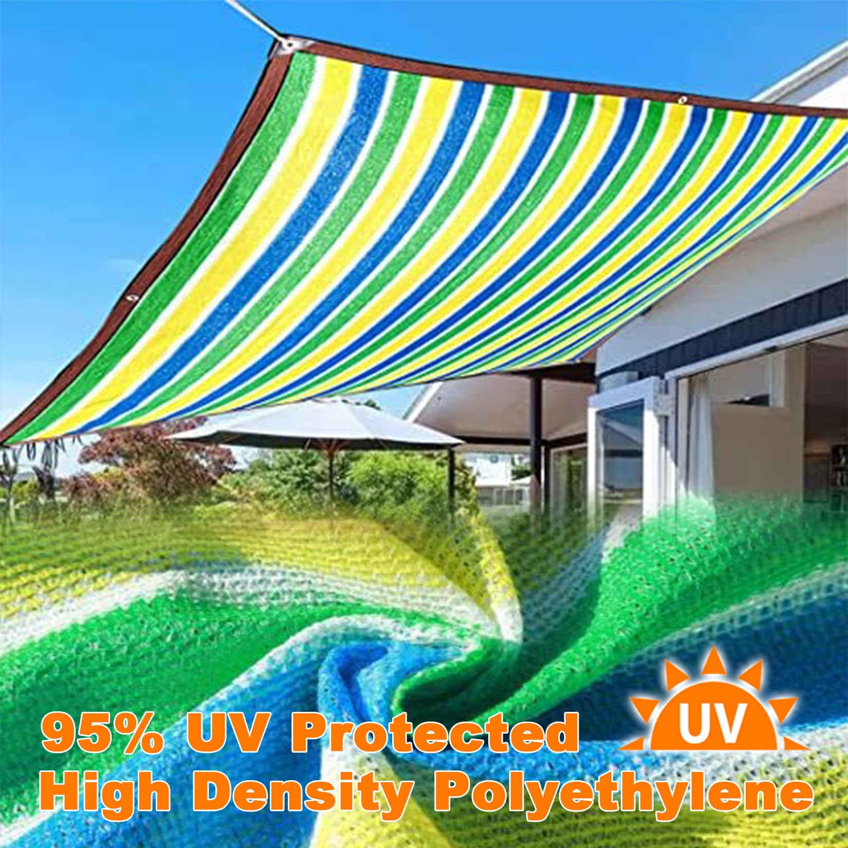 Voile d'ombrage résistant à la chaleur pour jardin, serre, grange et niche - Protection UV pour plantes - 5 m - Multicolore