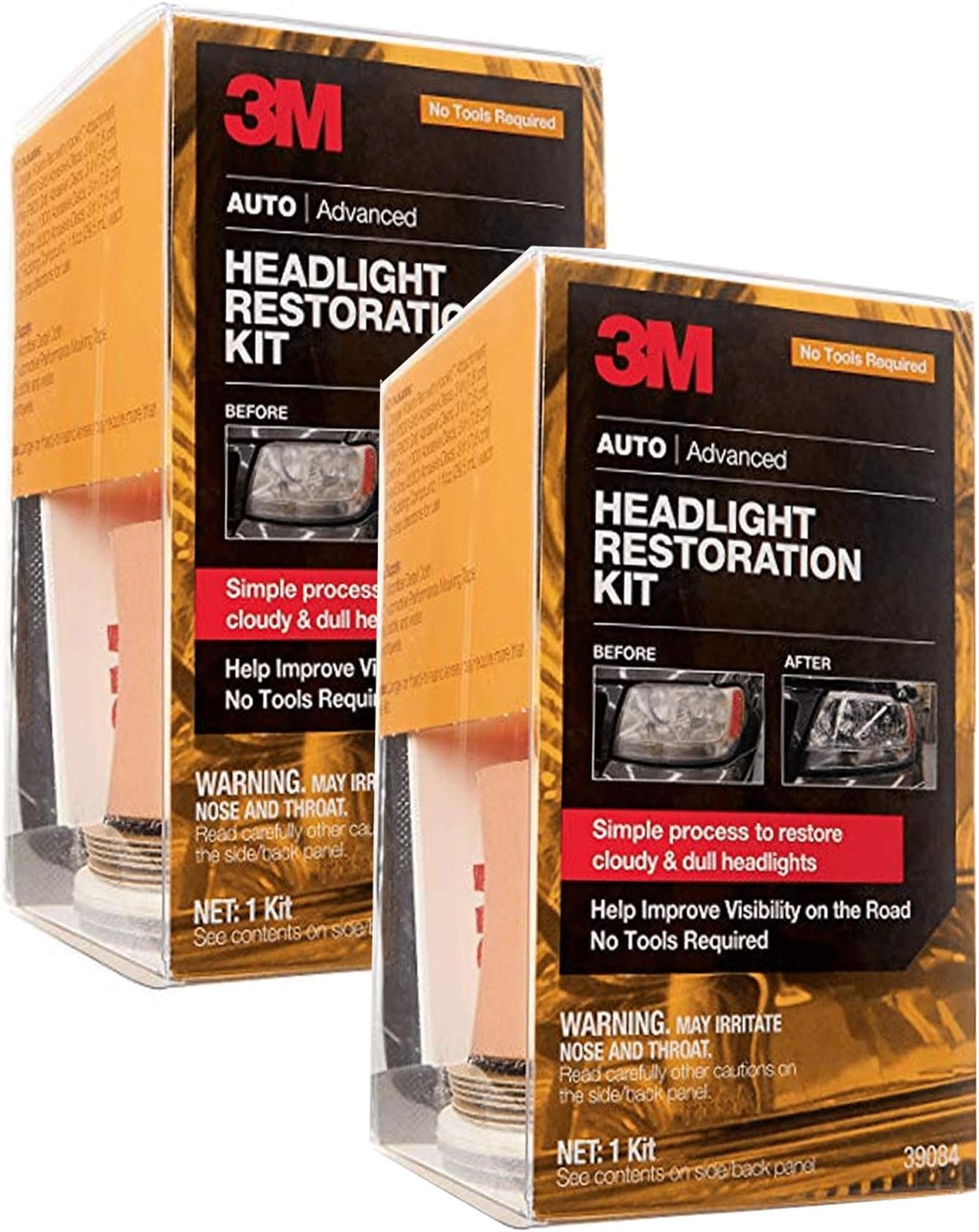 3M 39084 Headlight Restoration Kit, 2 Pack