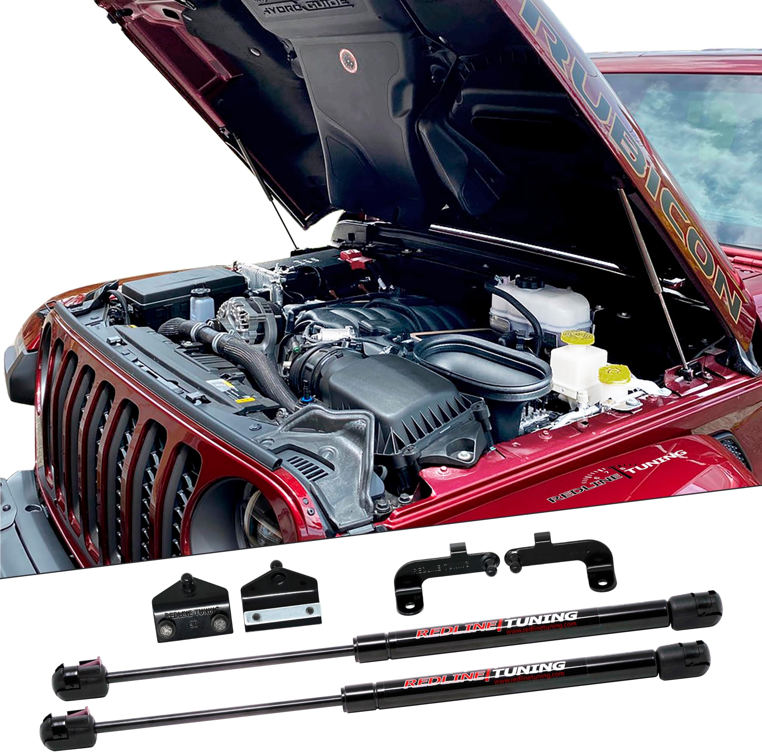 21-20007-02 Hood QuickLIFT Plus Compatible with Jeep Wrangler Rubicon 392 2021+ (Bolt-in System - All Black Components)