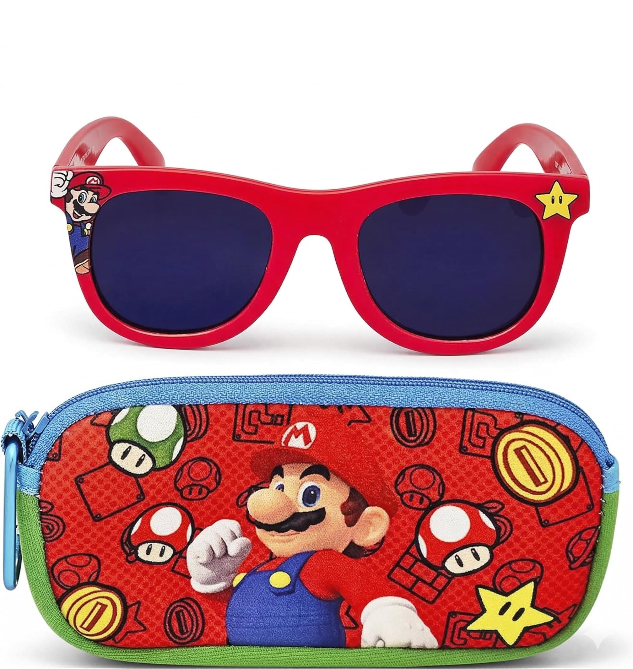 ARKAID Super Mario - Gafas de sol con funda suave | Paquete de 2 lentes con licencia oficial | UV 400 | Talla única para la mayoría de los niños