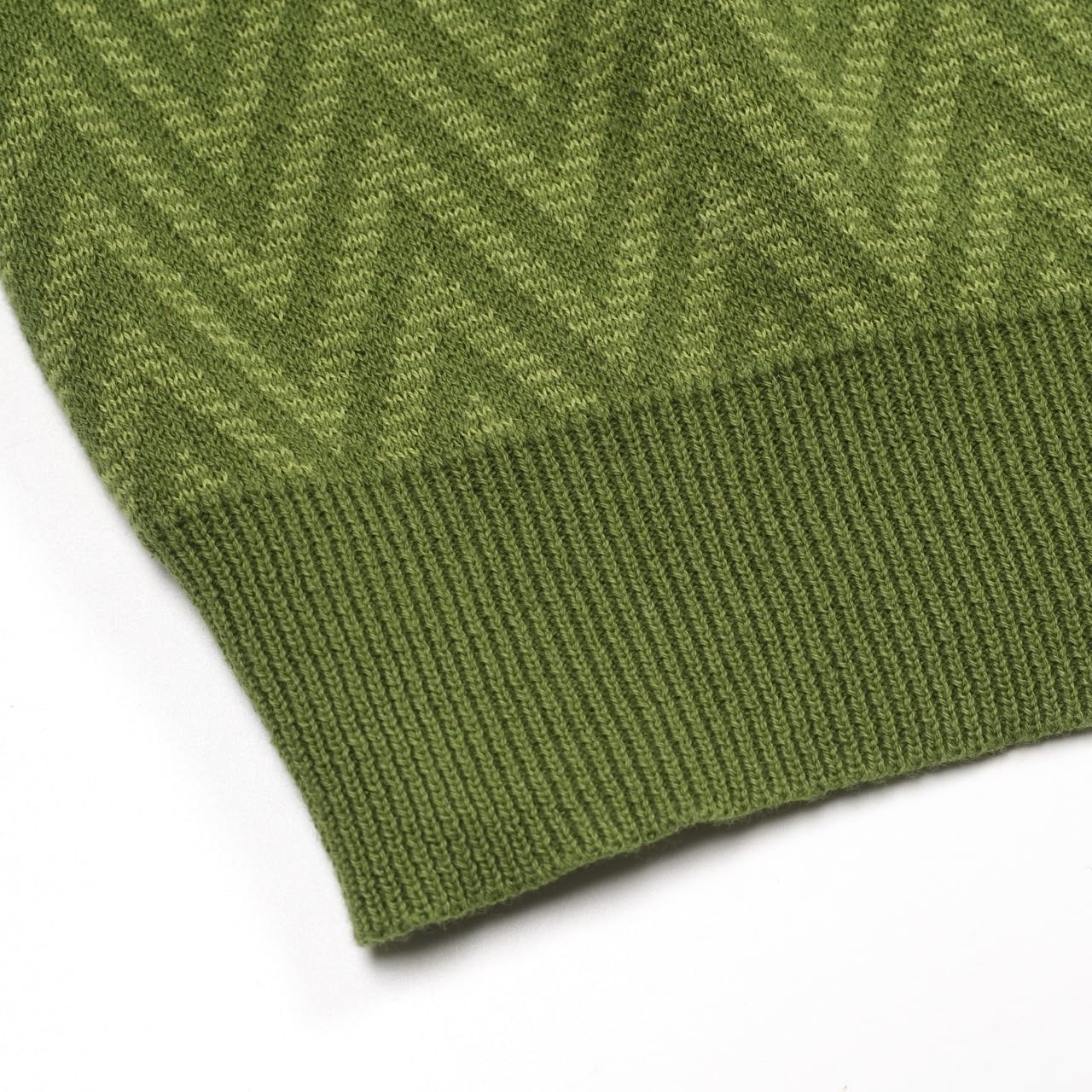 OXKNIT Men's Retro Green Knitted Poloshirt, 1960s Mod Vintage Texture Polo Cotton Short Sleeve with Quarter Button - Image 6