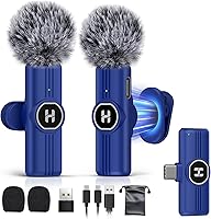 Vista 15 de Micrófono de solapa inalámbrico USB C Mini para iPhone 15 16, dispositivos iOS y Android, micrófono de solapa con reducción de ruido para grabación