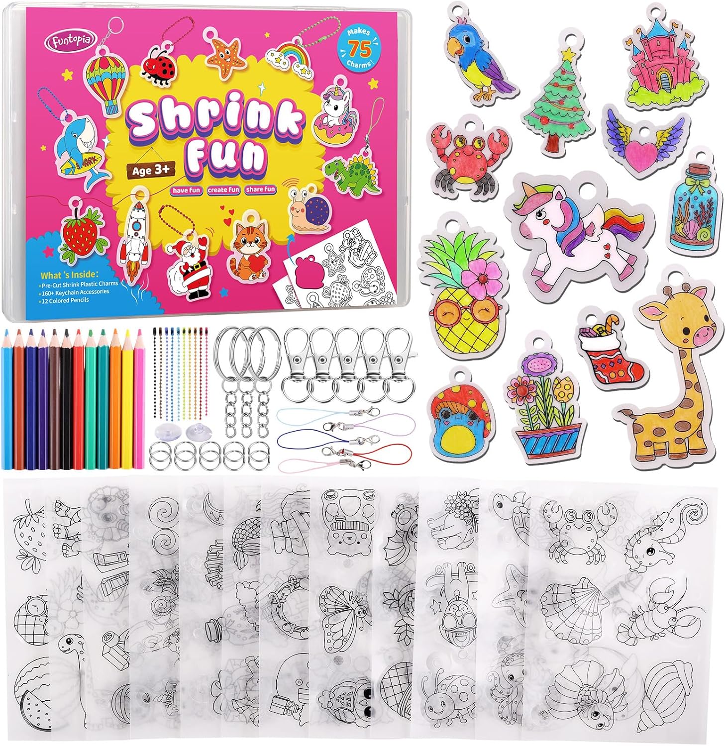 Funtopia Shrinky Dink Sheets Kits for Kids and Polymer Clay for Kids