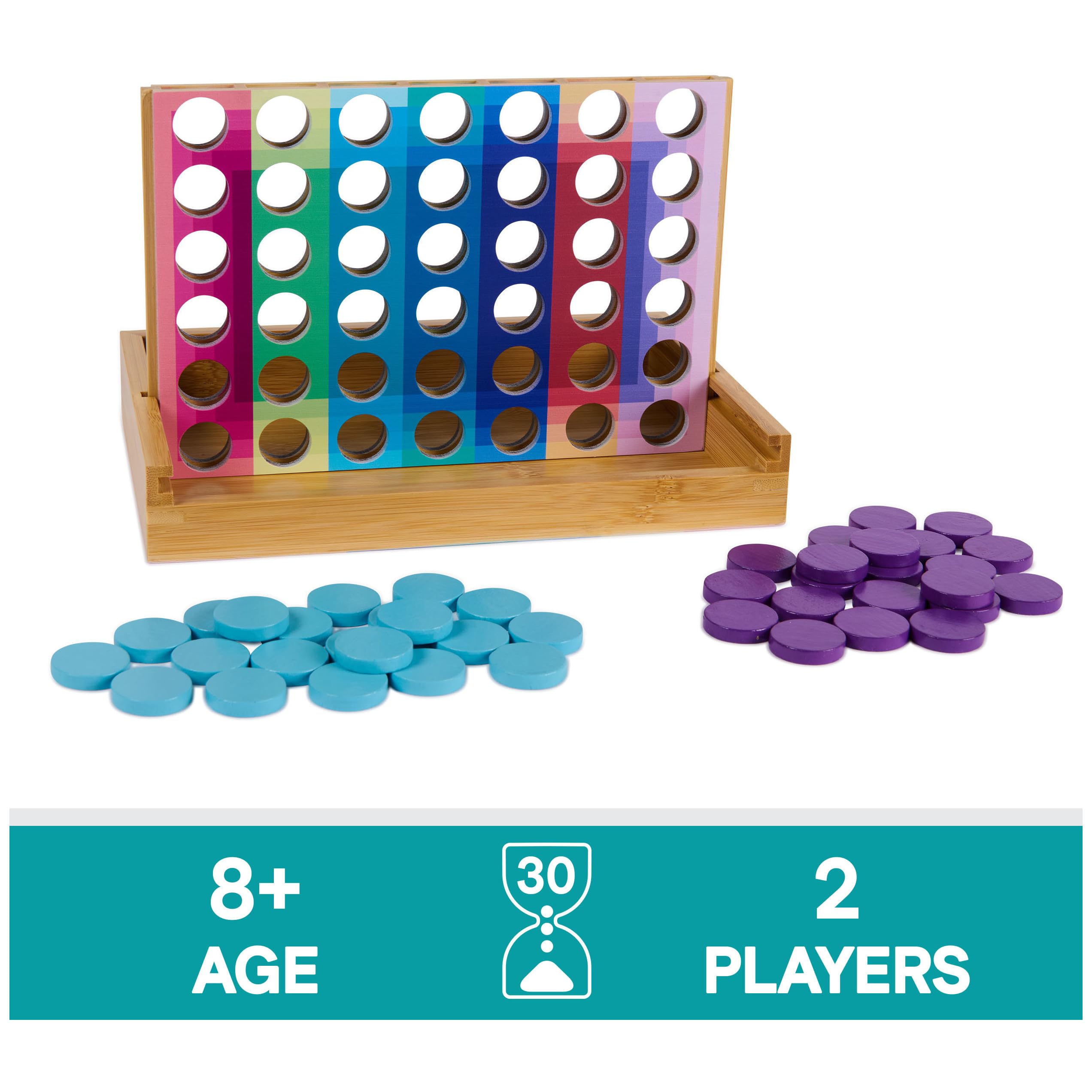 Spin Master Games, Color Classics Vier in einer Reihe, klassisches Brettspiel, farbenfrohes und modernes Couchtisch-Dekor, kompakte Größe mit integriertem Stauraum, für 2 Spieler, ab 8 Jahren