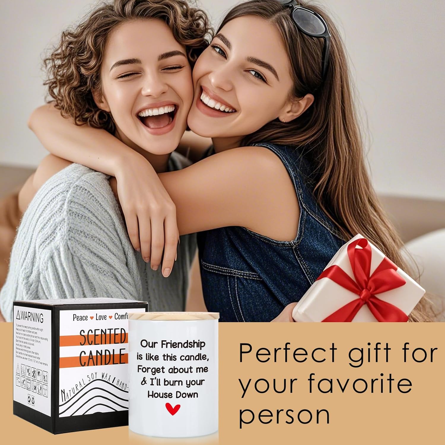 Best Friend Friendship Gifts for Friend Women, 10OZ Birthday Gifts for Bestie Her Female Soul Sister, Funny Farewell Moving Going Away Gift for Friend, Lavender Scented Candle - Image 2