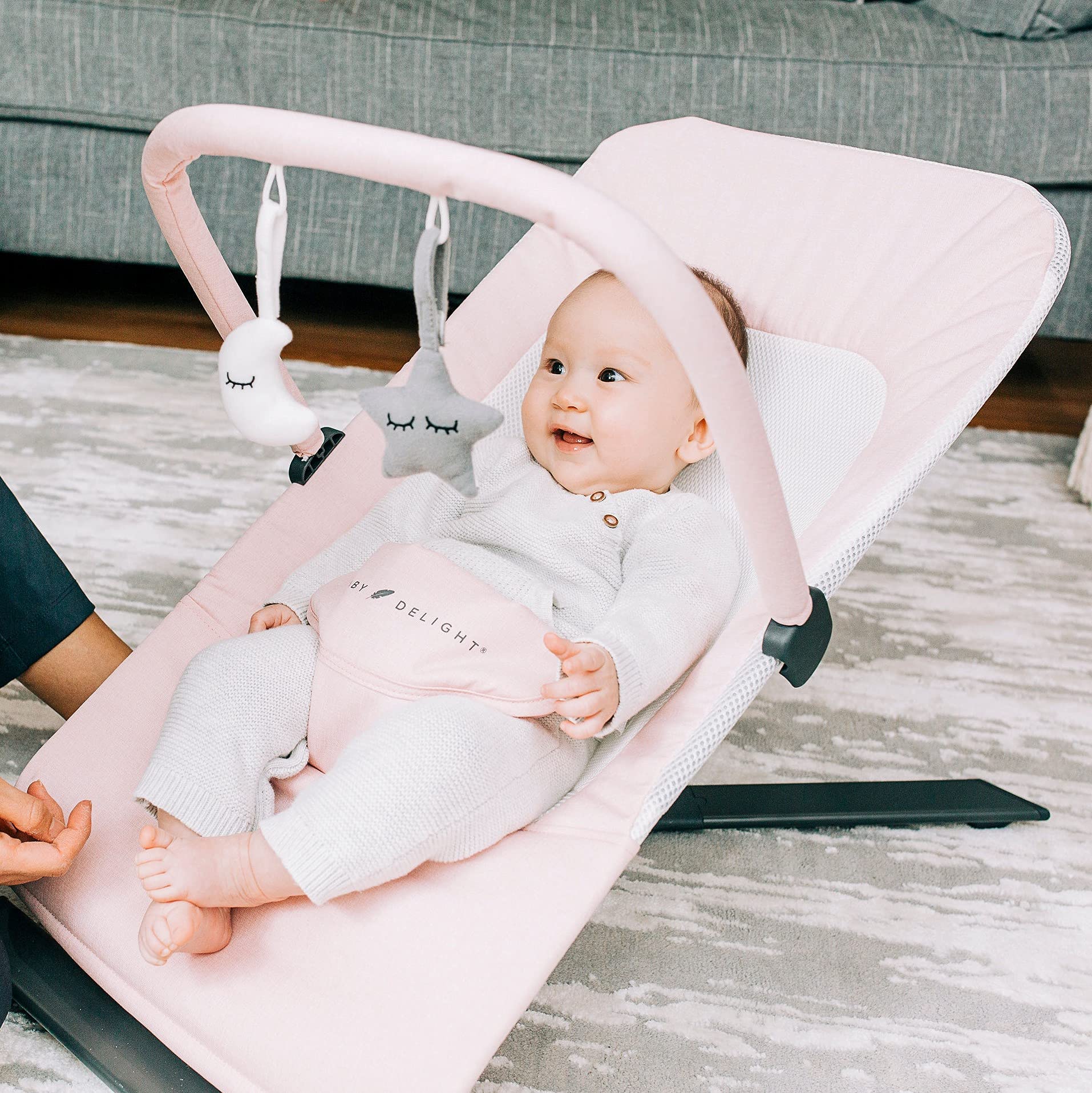 Baby Delight Alpine Deluxe Portable Infant Bouncer - Peony Pink