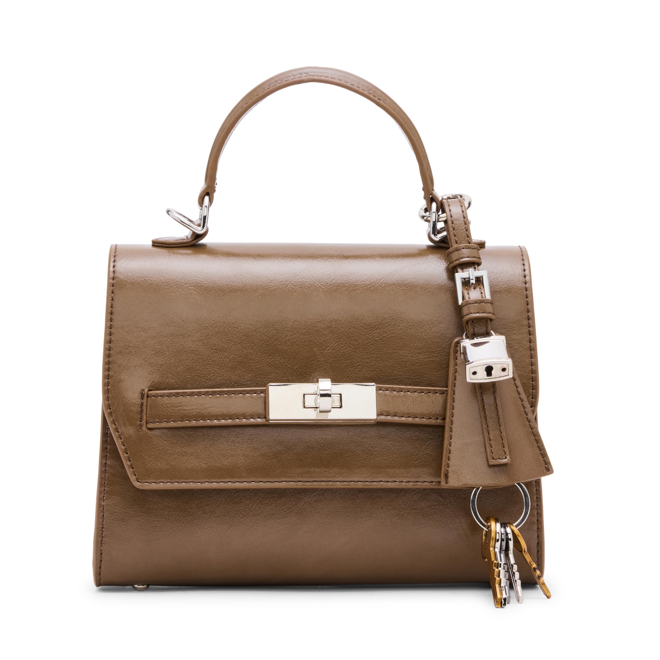 Steve Madden Top Handle Crossbody, Bolso Bandolera Elloise con asa Superior Mujeres, Verde Oliva, Talla única