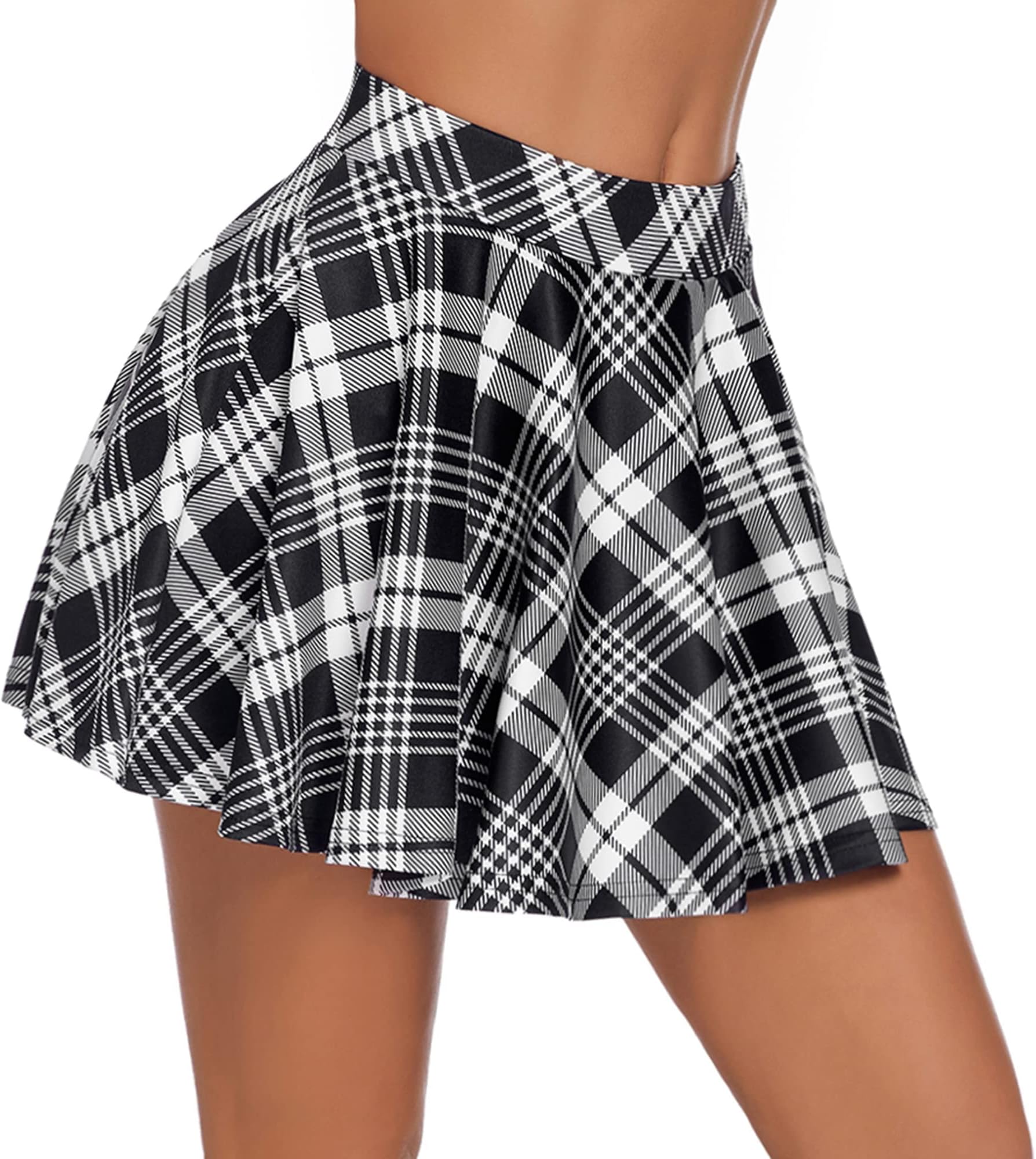 Pleated Mini Skirt Plaid Skirts High Waist A Line Skater Skirt for Lingerie Schoolgirl
