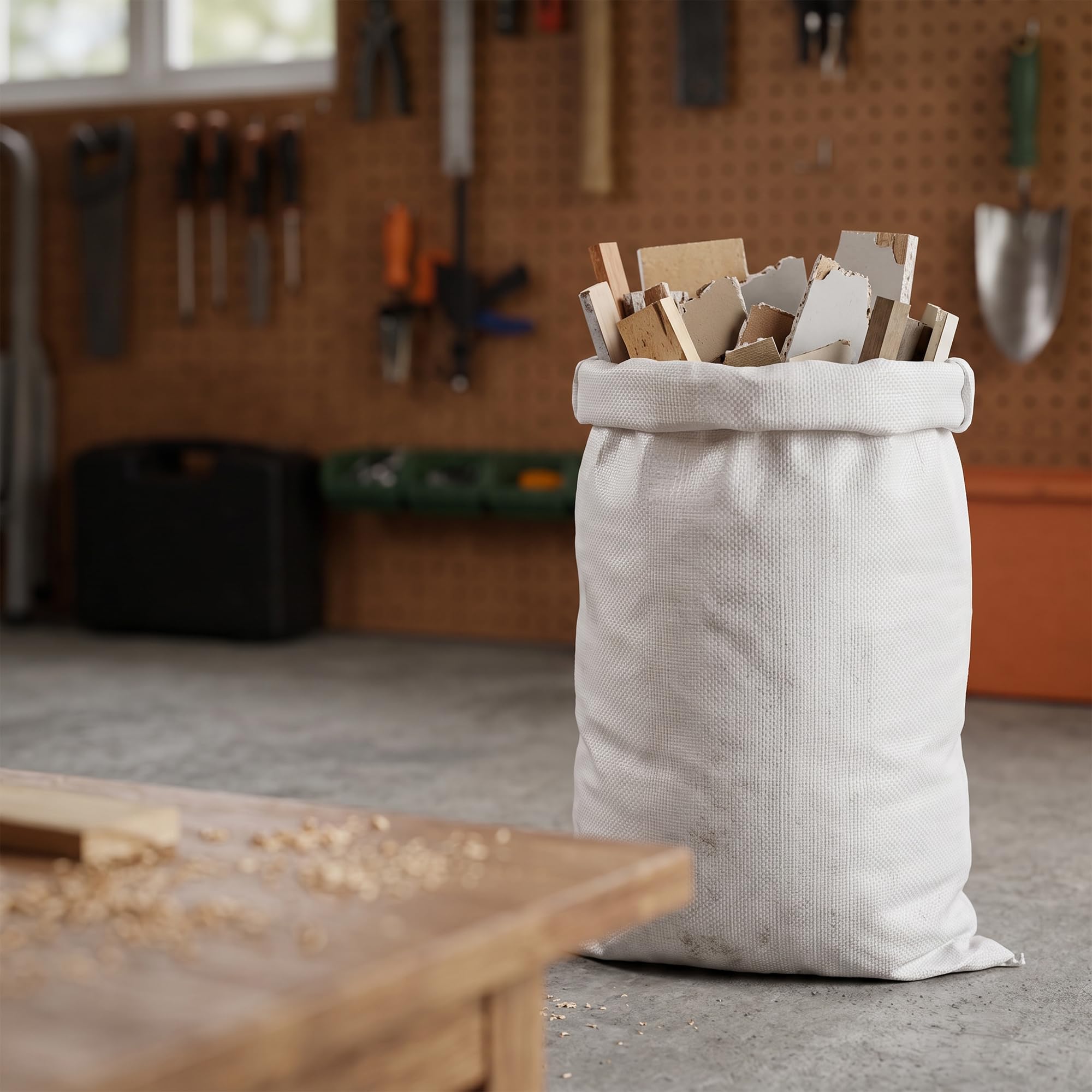 MOUYAT 30 sacos de basura de 60 x 102 cm, bolsas de basura tejidas de jardín, bolsas de arena de plástico blanco para residuos de jardín y construcción