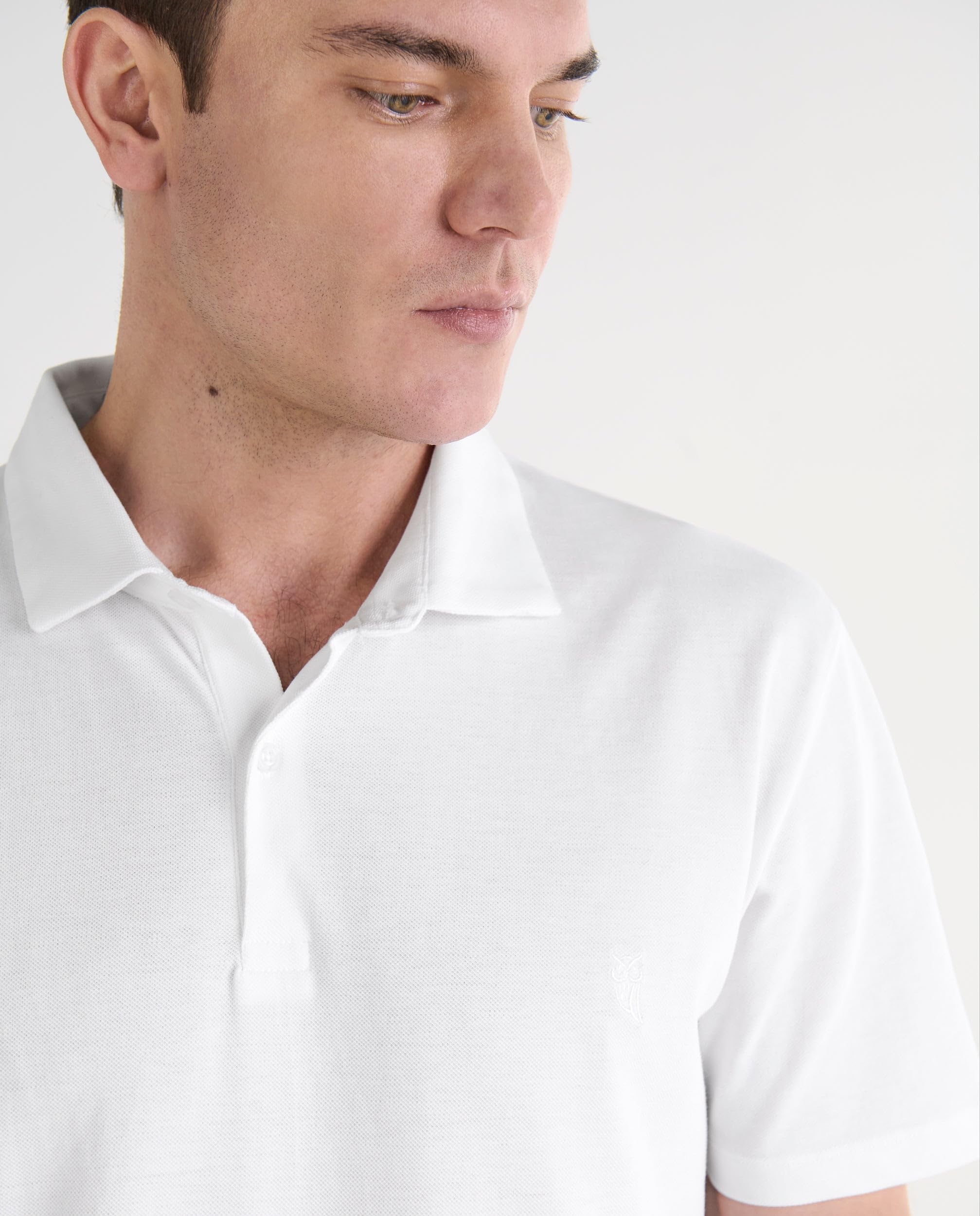 El Búho Nocturno Polo Hombre Manga Corta Algodón 100% Piqué Liso - Cuello Italiano Spread Firme Elegante - Regular Fit Holgado Largo - Deporte Casual Vestir Tallas Grandes S-5XL - 5