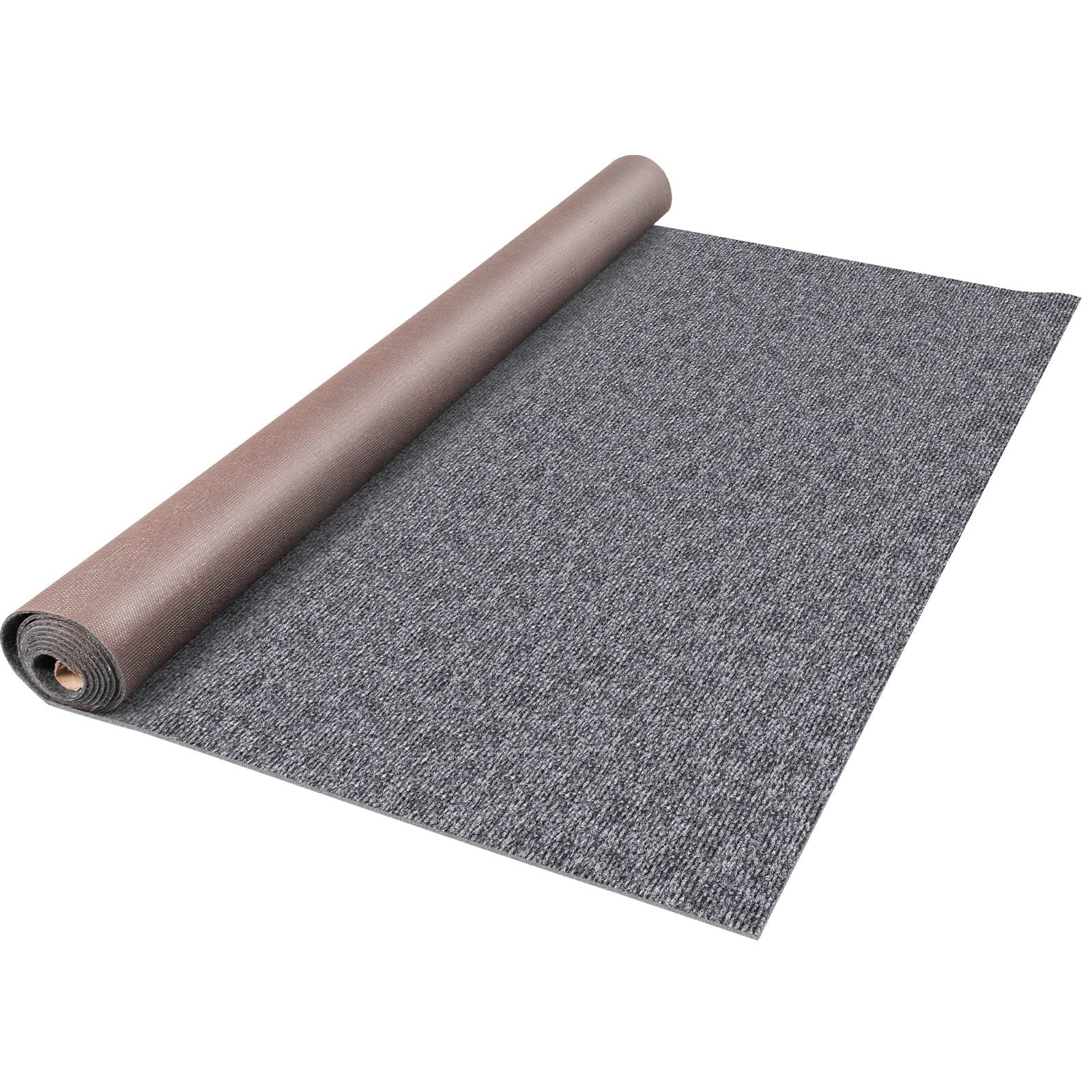 VEVOR Alfombra de Poliéster de 1,8 x 4 m, Alfombra para Terraza y Patio Antideslizante, Espesor de 4,6 mm, Alfombras Marinas para Exteriores Baños Porche A Prueba de Agua de TPR Gris, Fácil de Limpiar